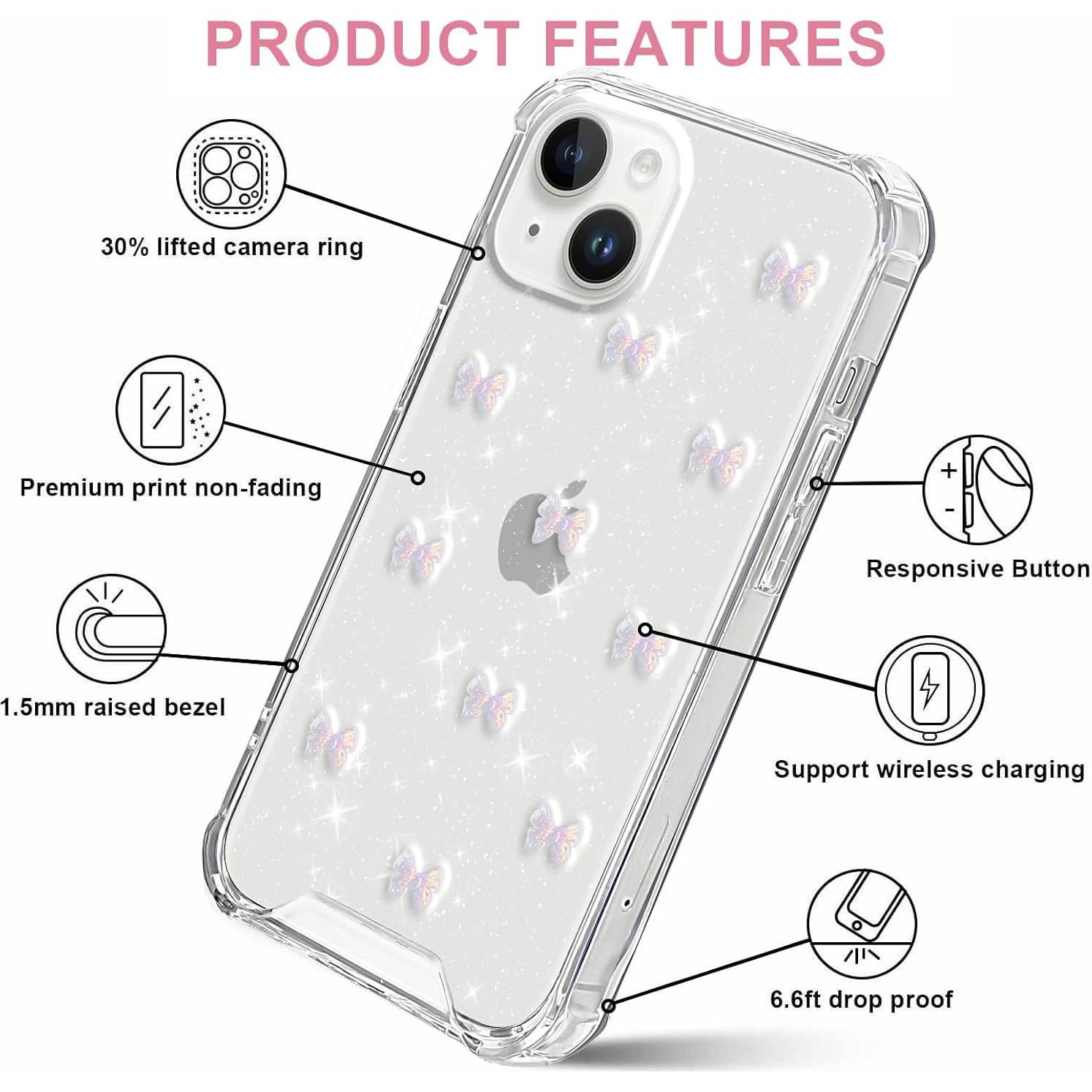 Funda de teléfono TPU con lazo 3D púrpura para iPhone 14/13