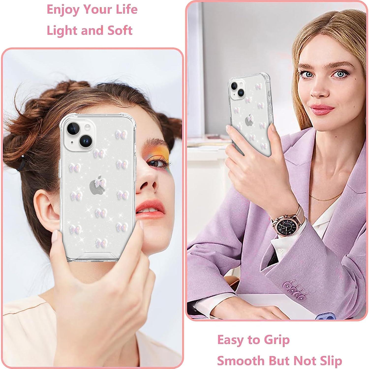 Funda de teléfono TPU con lazo 3D púrpura para iPhone 14/13