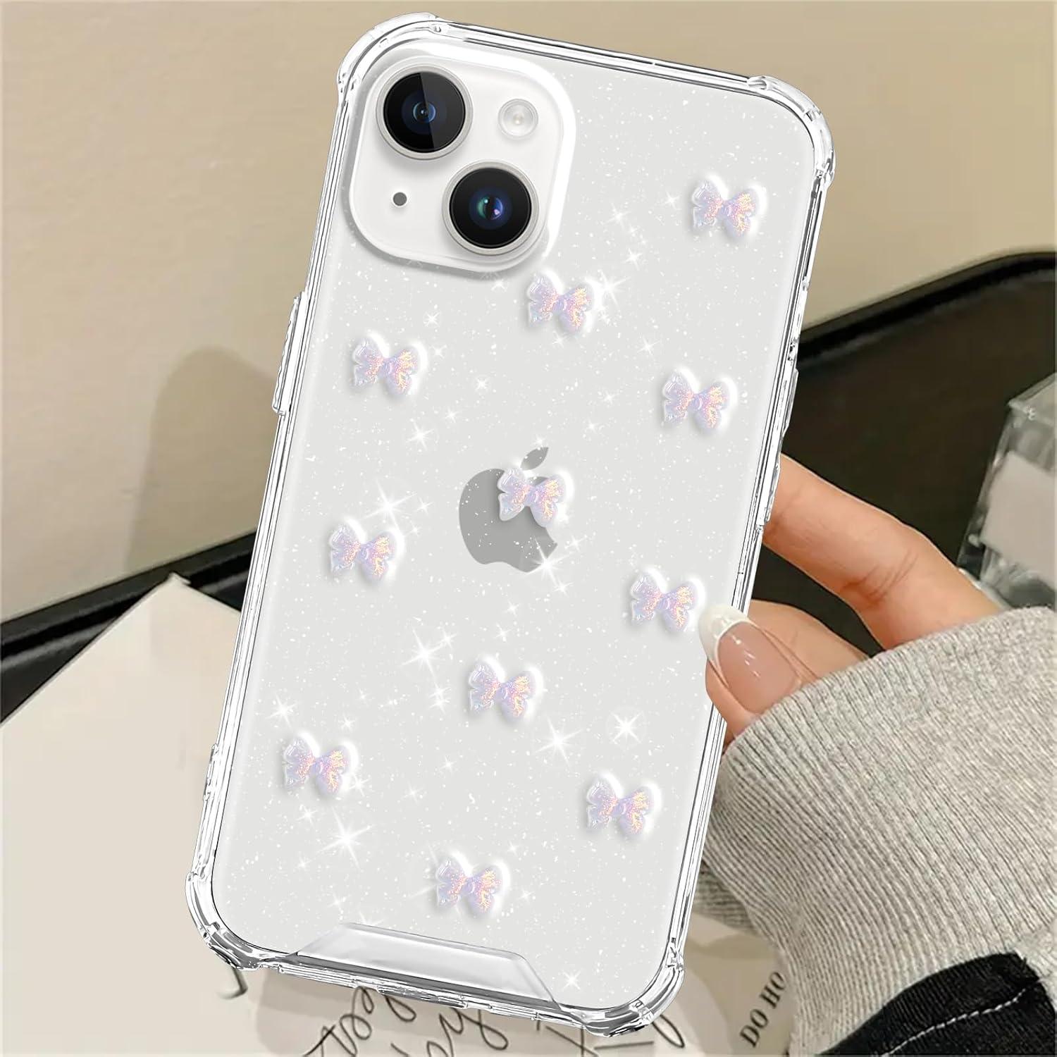 Funda de teléfono TPU con lazo 3D púrpura para iPhone 14/13