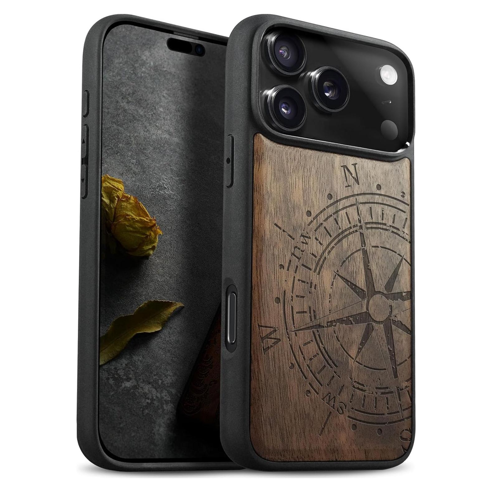 Funda de Madera Magnética Carveit para iPhone 17 Pro Max - Grabado Retro