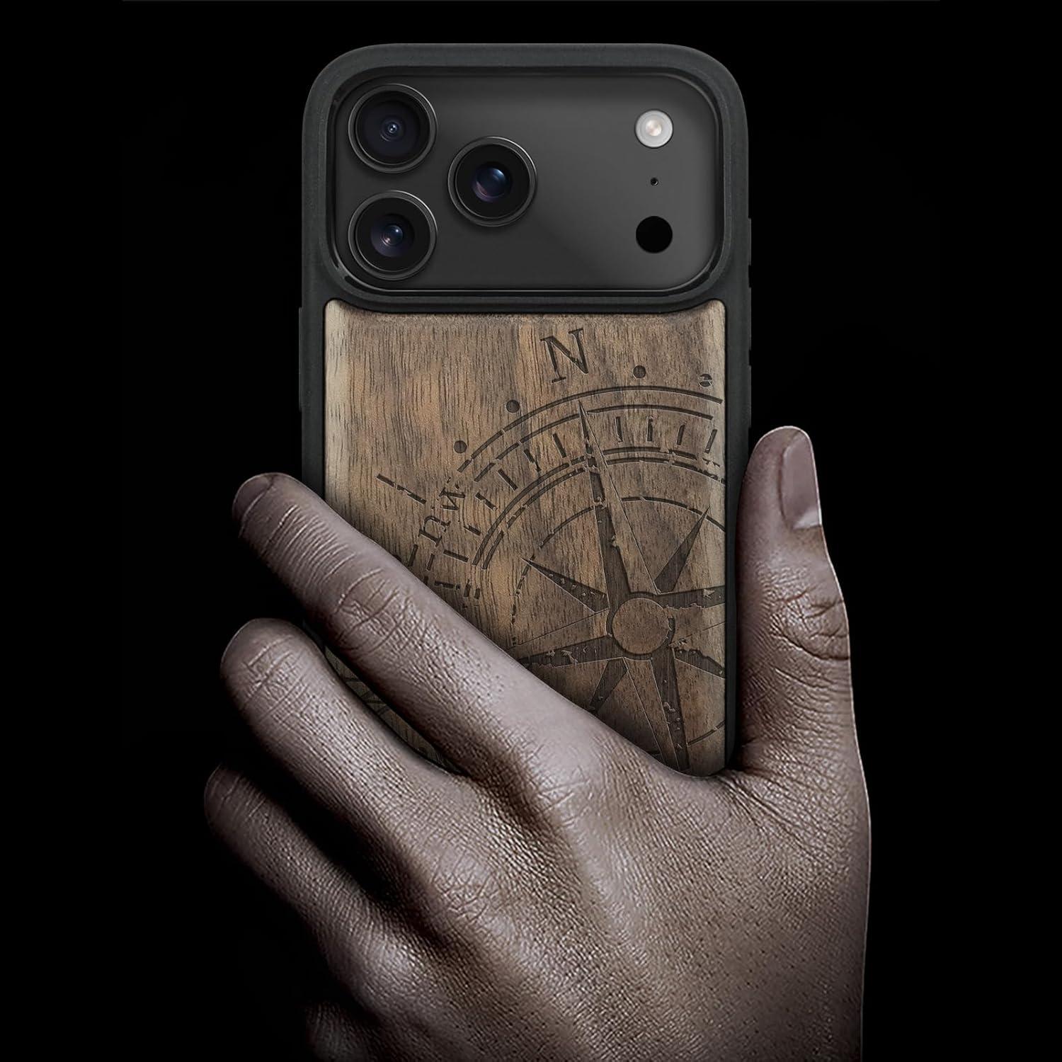 Funda de Madera Magnética Carveit para iPhone 17 Pro Max - Grabado Retro