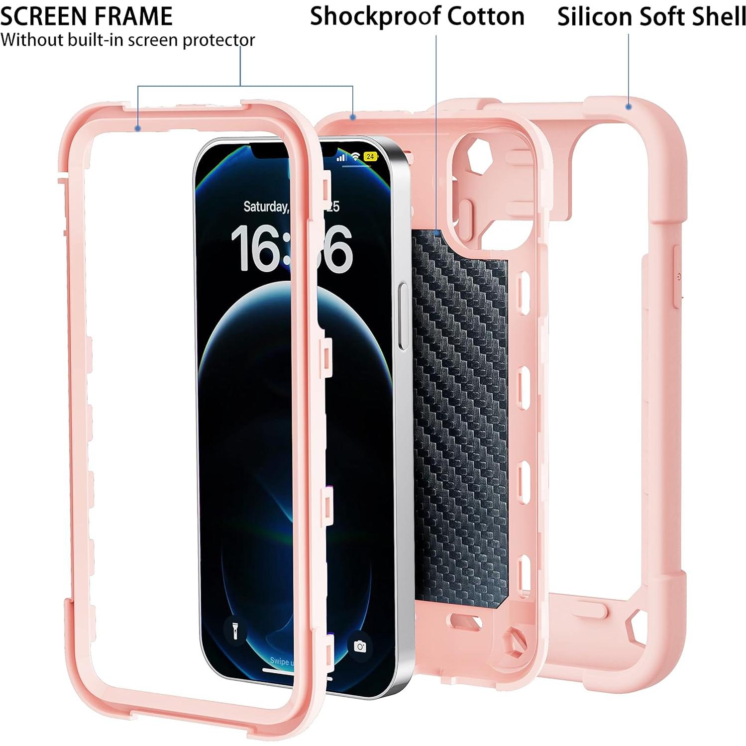 Funda MARKILL para iPhone 12 Pro Max Rosa con Soporte y Protección Militar