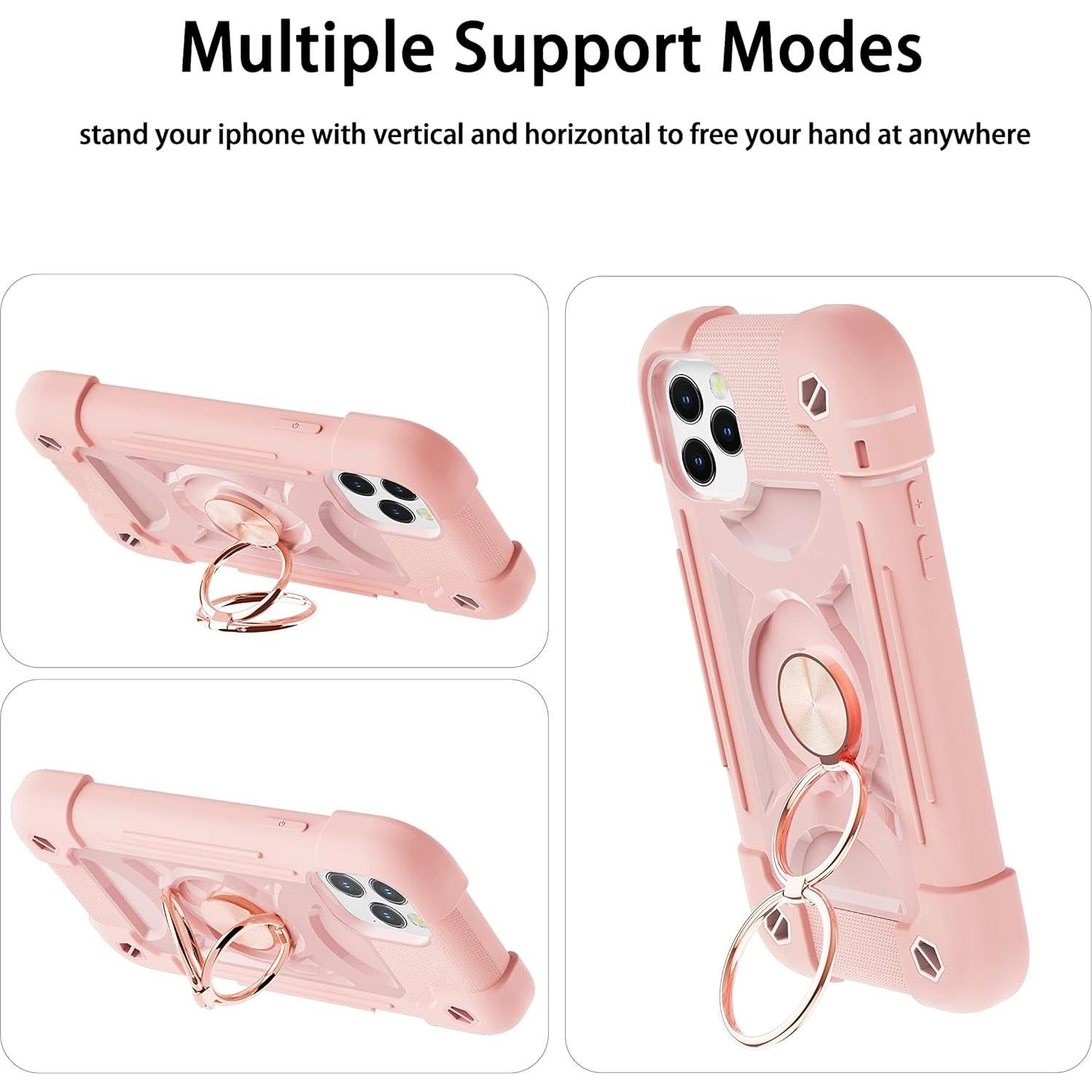 Funda MARKILL para iPhone 12 Pro Max Rosa con Soporte y Protección Militar