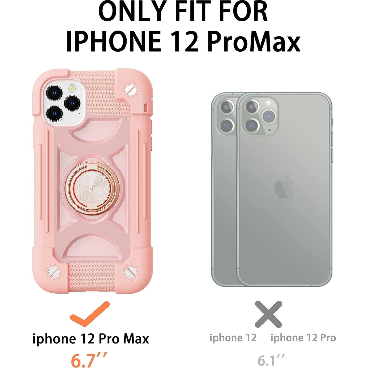 Funda MARKILL para iPhone 12 Pro Max Rosa con Soporte y Protección Militar