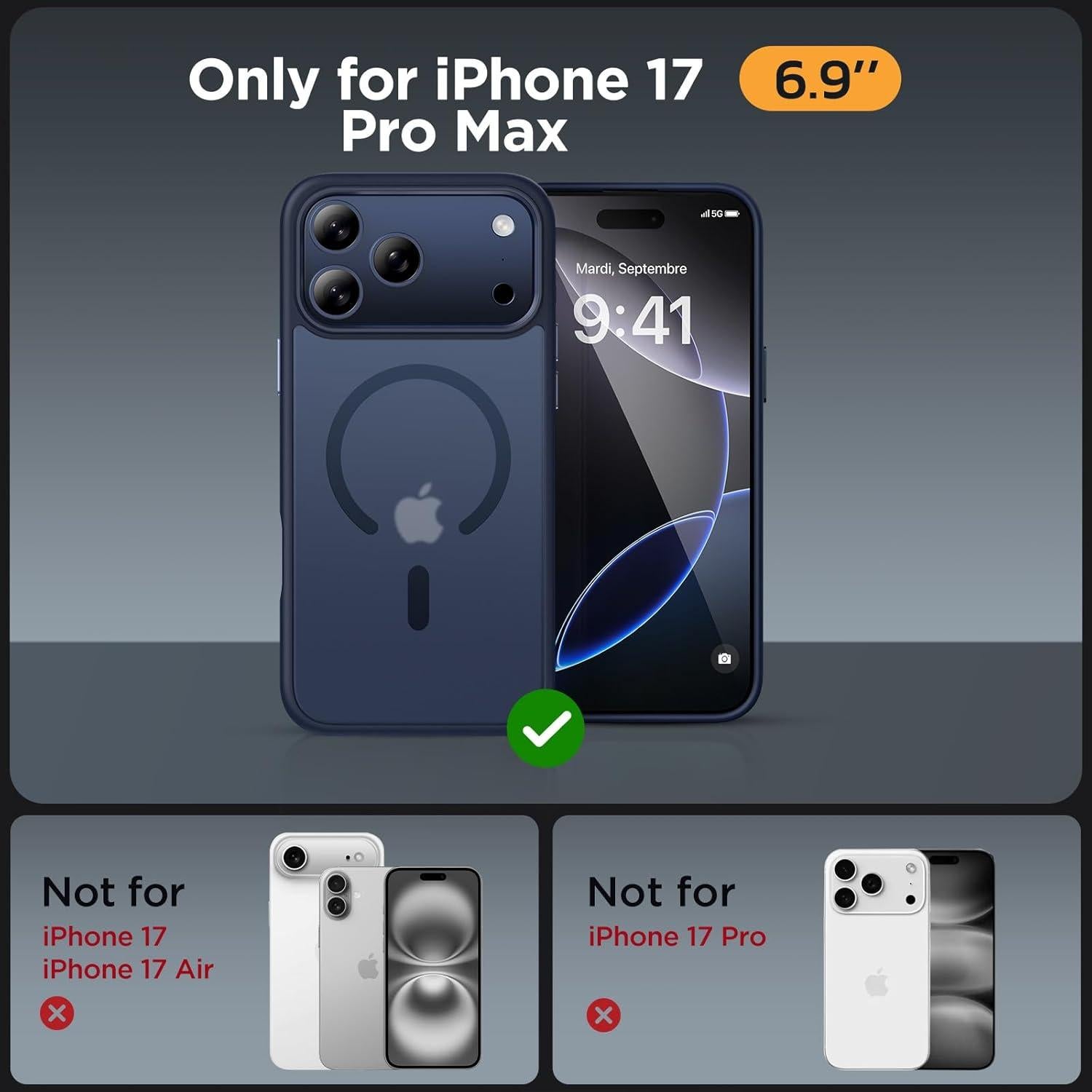 Funda Magnética Miracase para iPhone 17 Pro Max Azul 6.9"