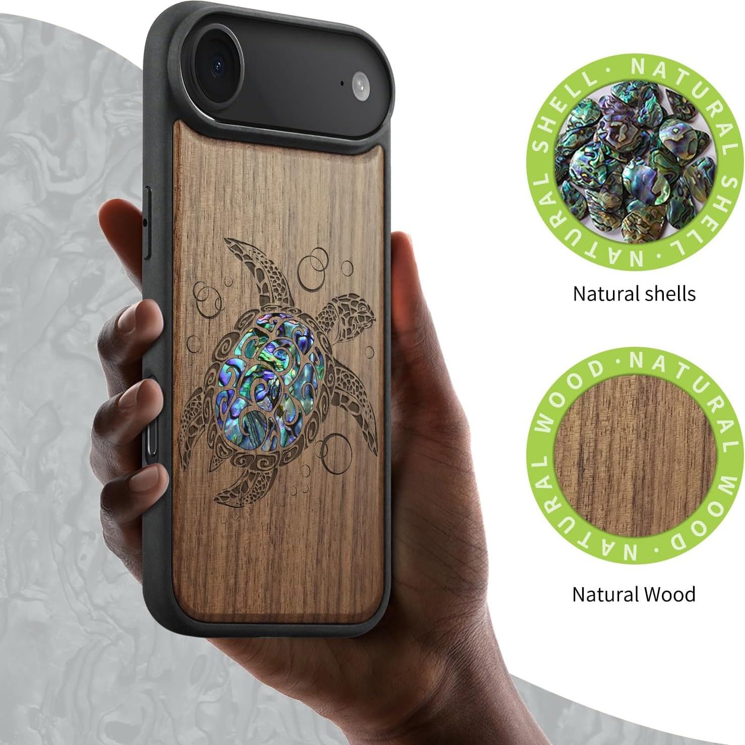 Funda Magnética Carveit para iPhone Air - Madera Grabada Tortuga
