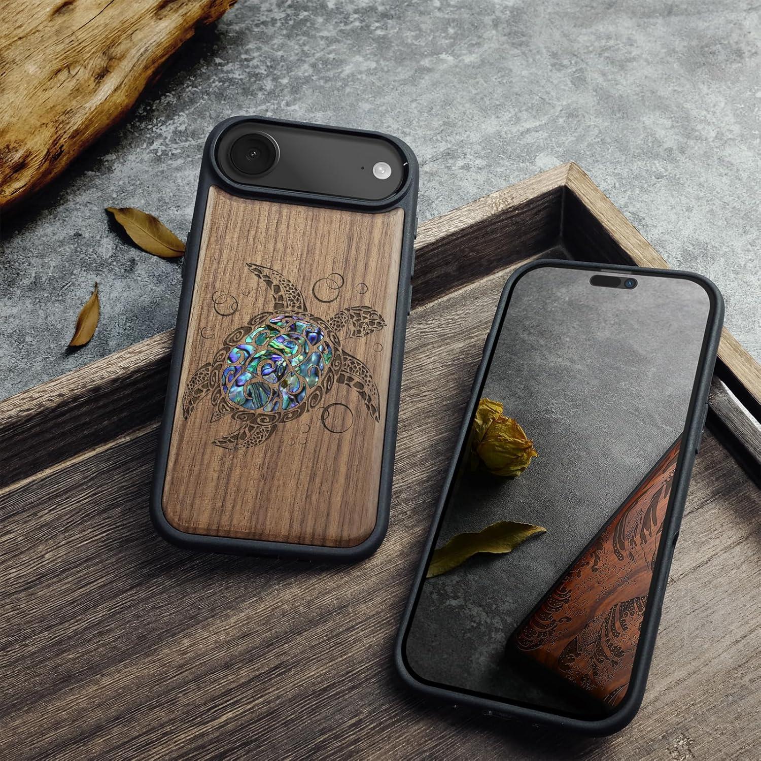 Funda Magnética Carveit para iPhone Air - Madera Grabada Tortuga