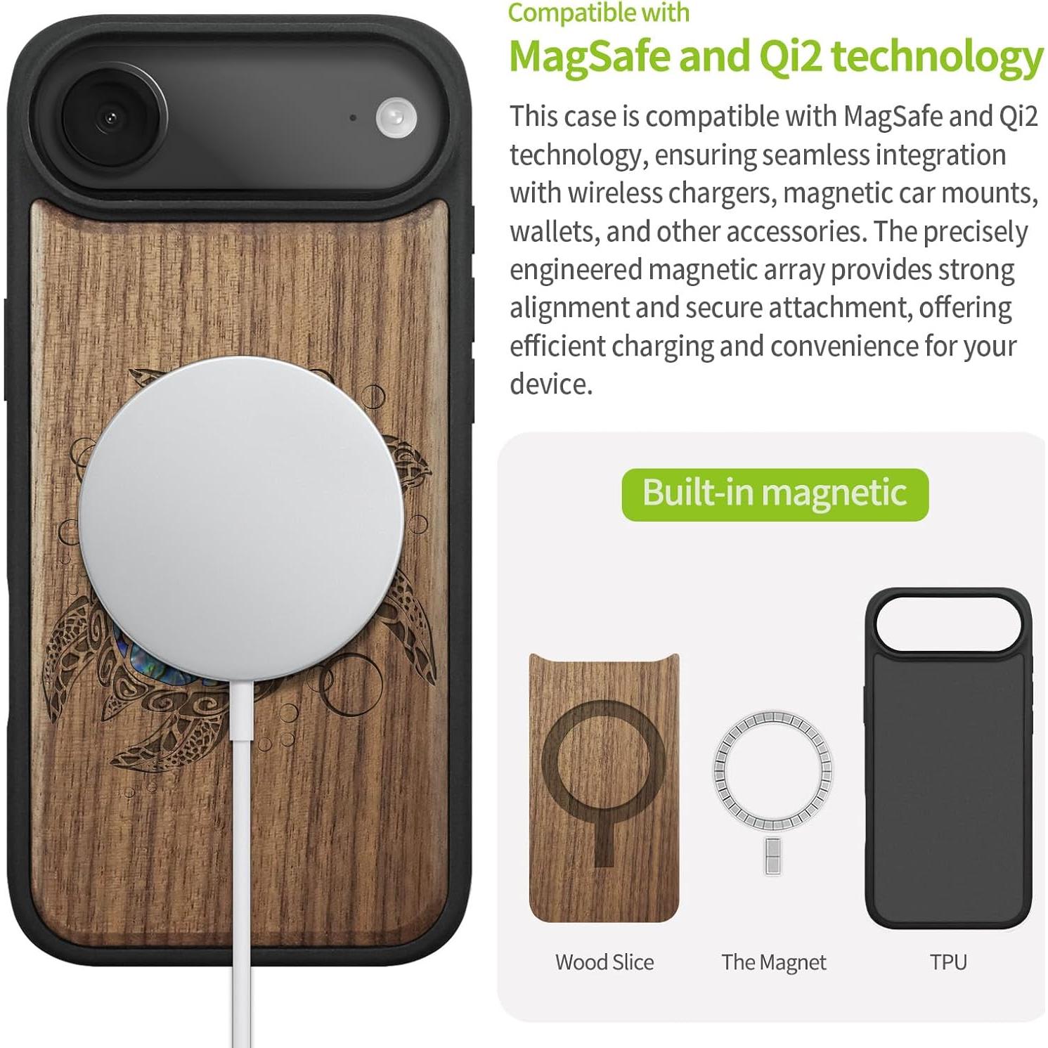 Funda Magnética Carveit para iPhone Air - Madera Grabada Tortuga