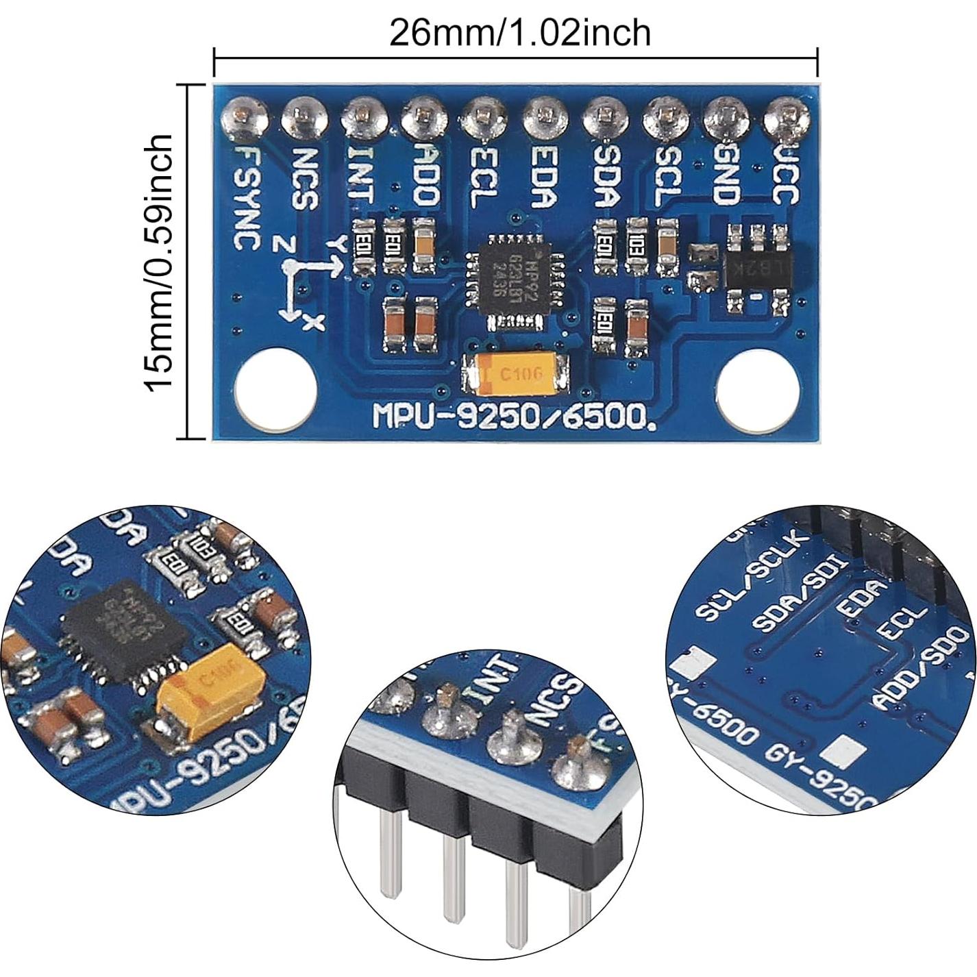 Sensor Giroscopio 9 Ejes MPU9250 GY-9250 Pre-soldado IIC/SPI
