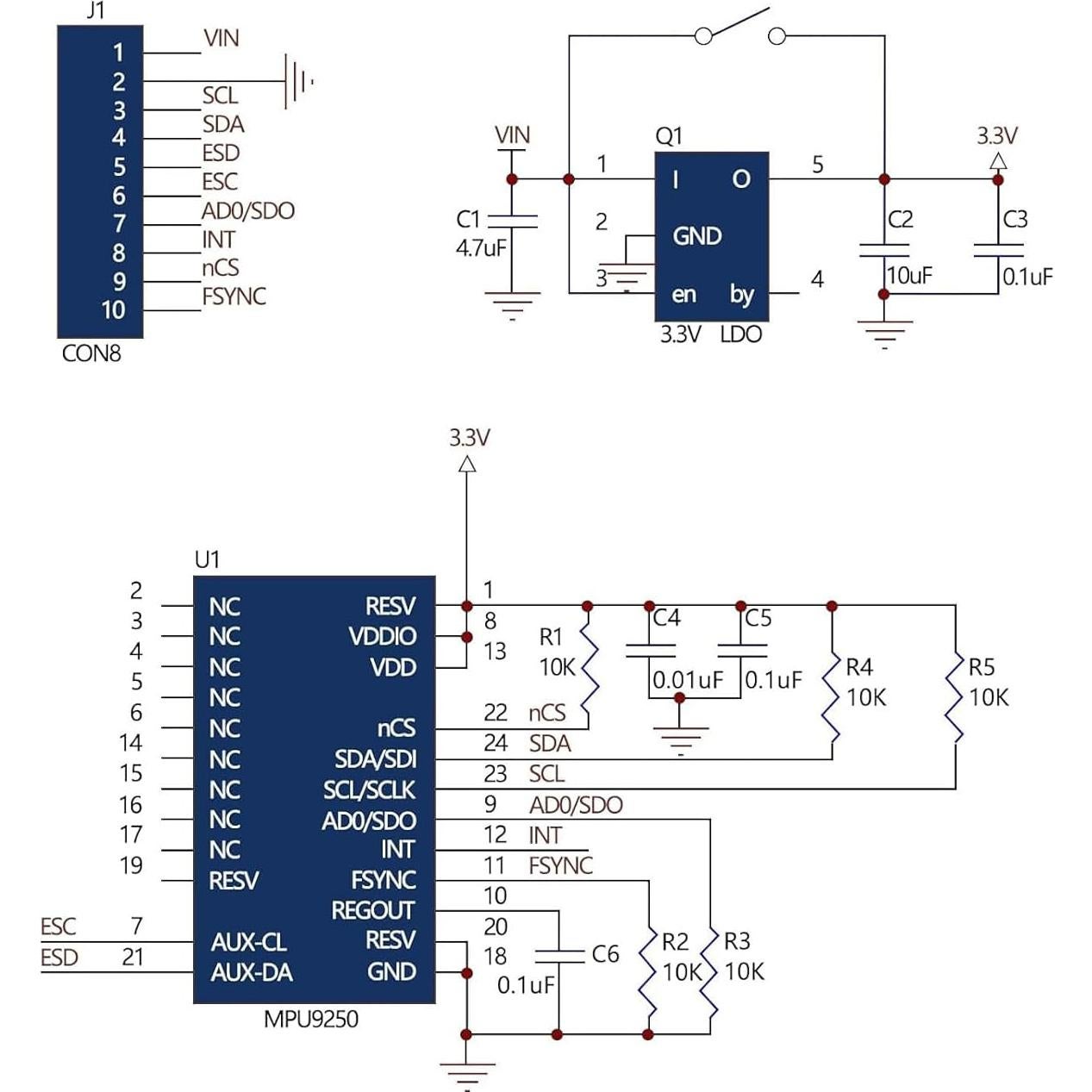 Sensor Giroscopio 9 Ejes MPU9250 GY-9250 Pre-soldado IIC/SPI