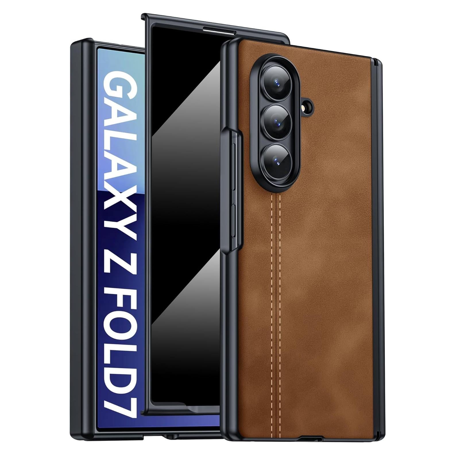 Funda de cuero para Samsung Galaxy Z Fold 7 con protector