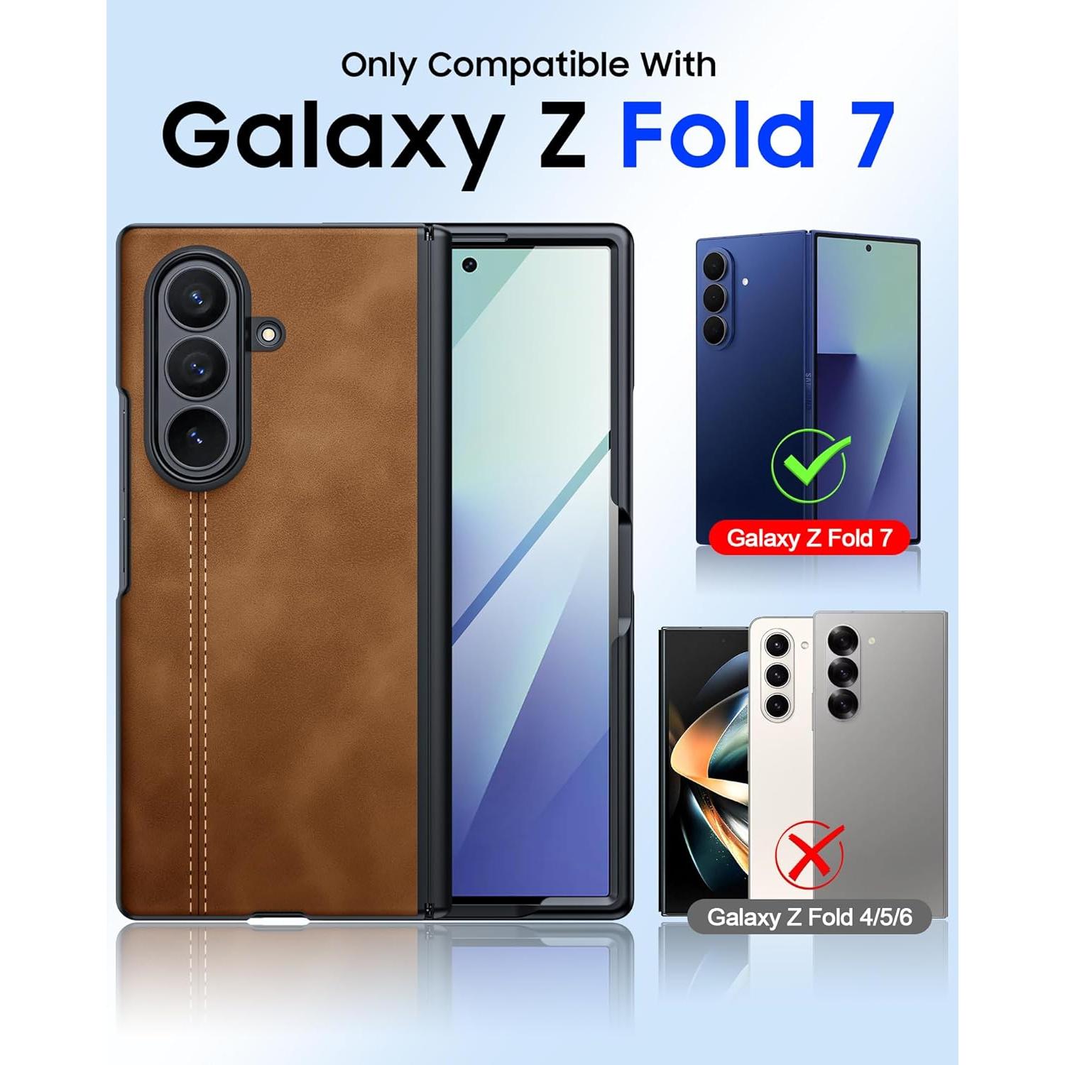 Funda de cuero para Samsung Galaxy Z Fold 7 con protector
