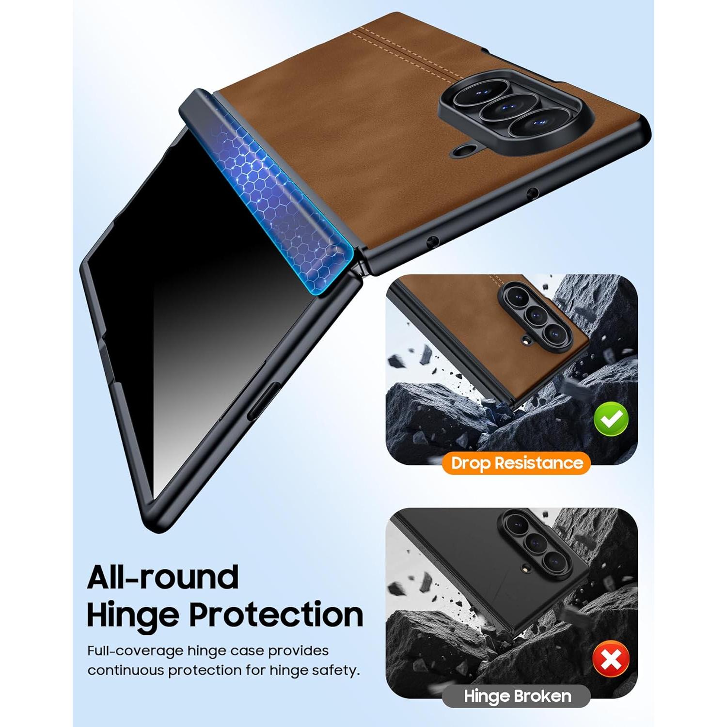 Funda de cuero para Samsung Galaxy Z Fold 7 con protector