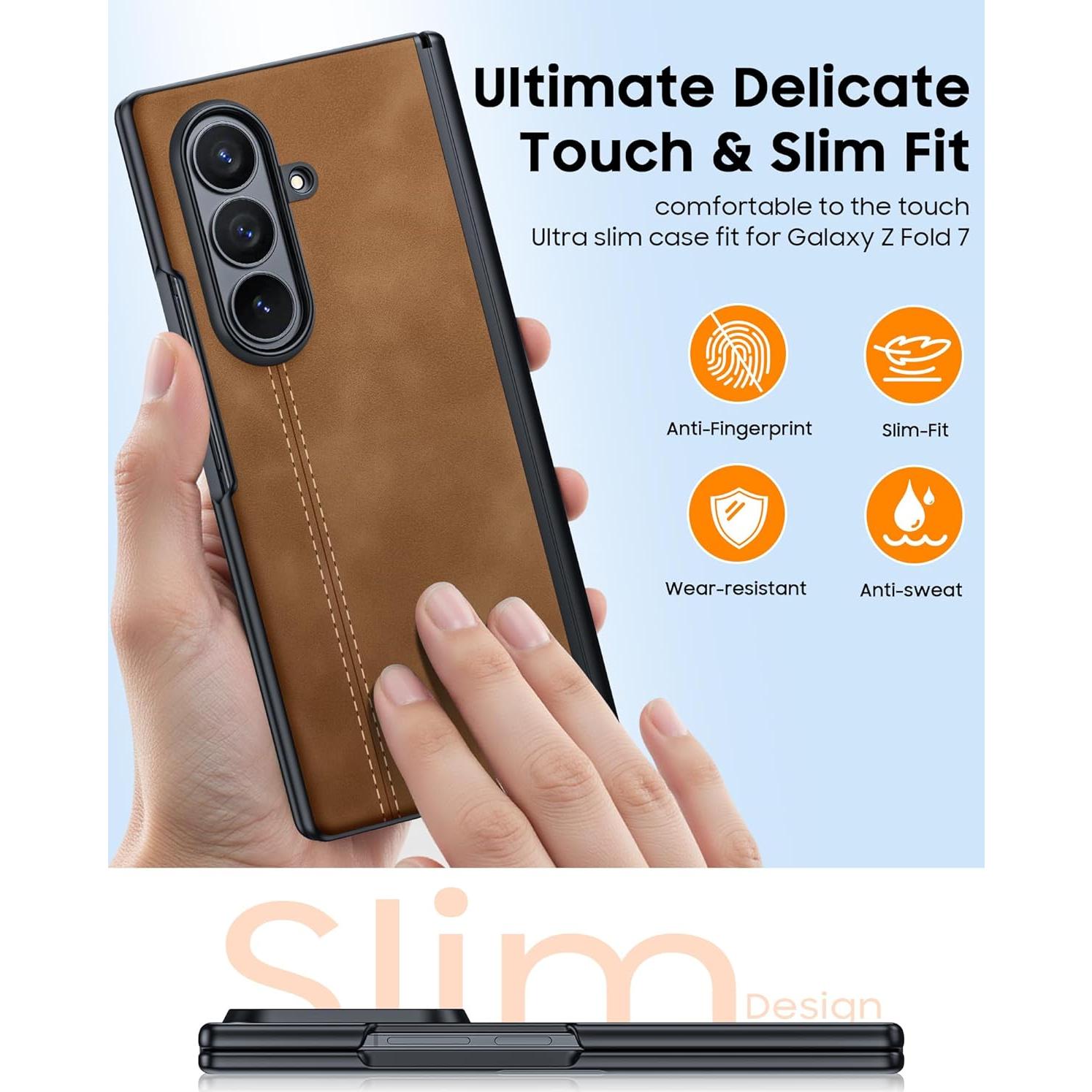 Funda de cuero para Samsung Galaxy Z Fold 7 con protector
