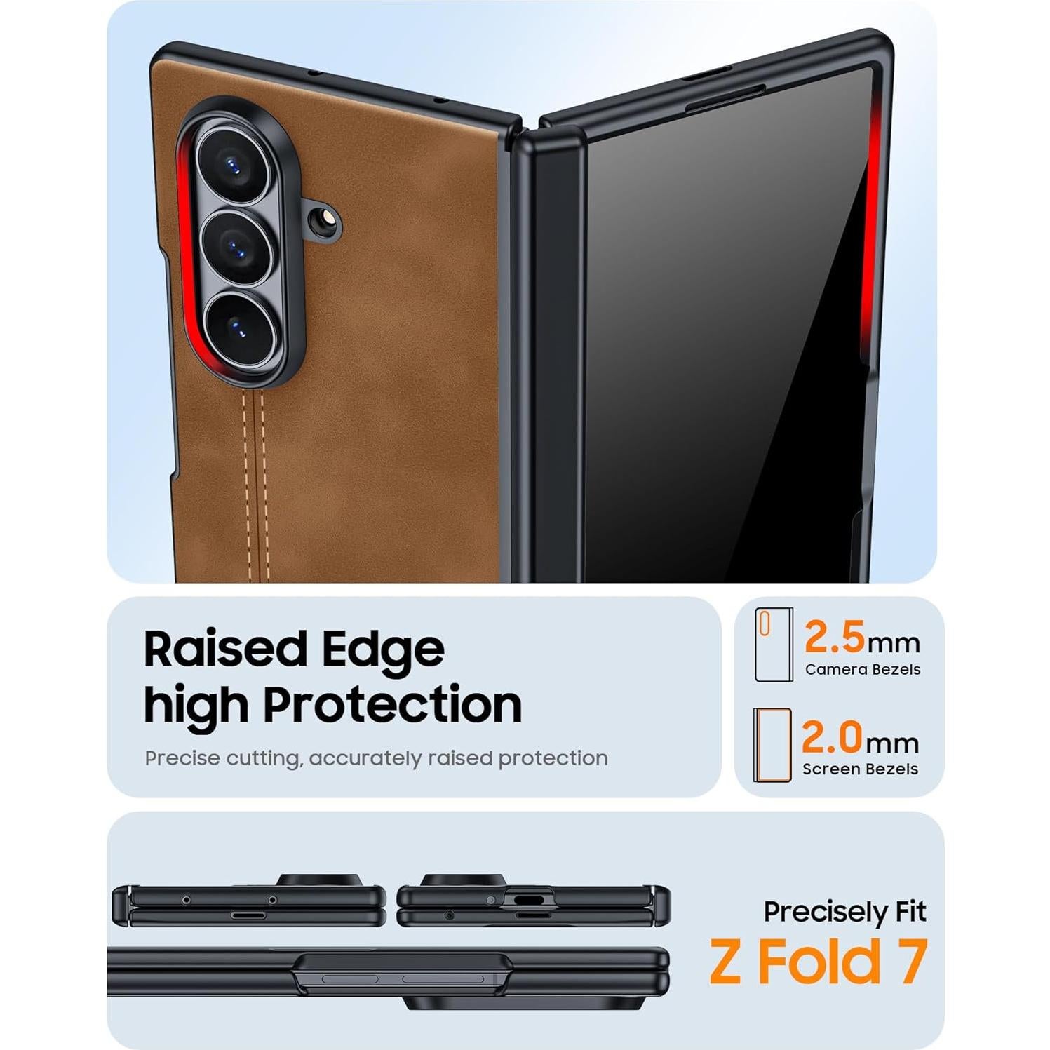 Funda de cuero para Samsung Galaxy Z Fold 7 con protector