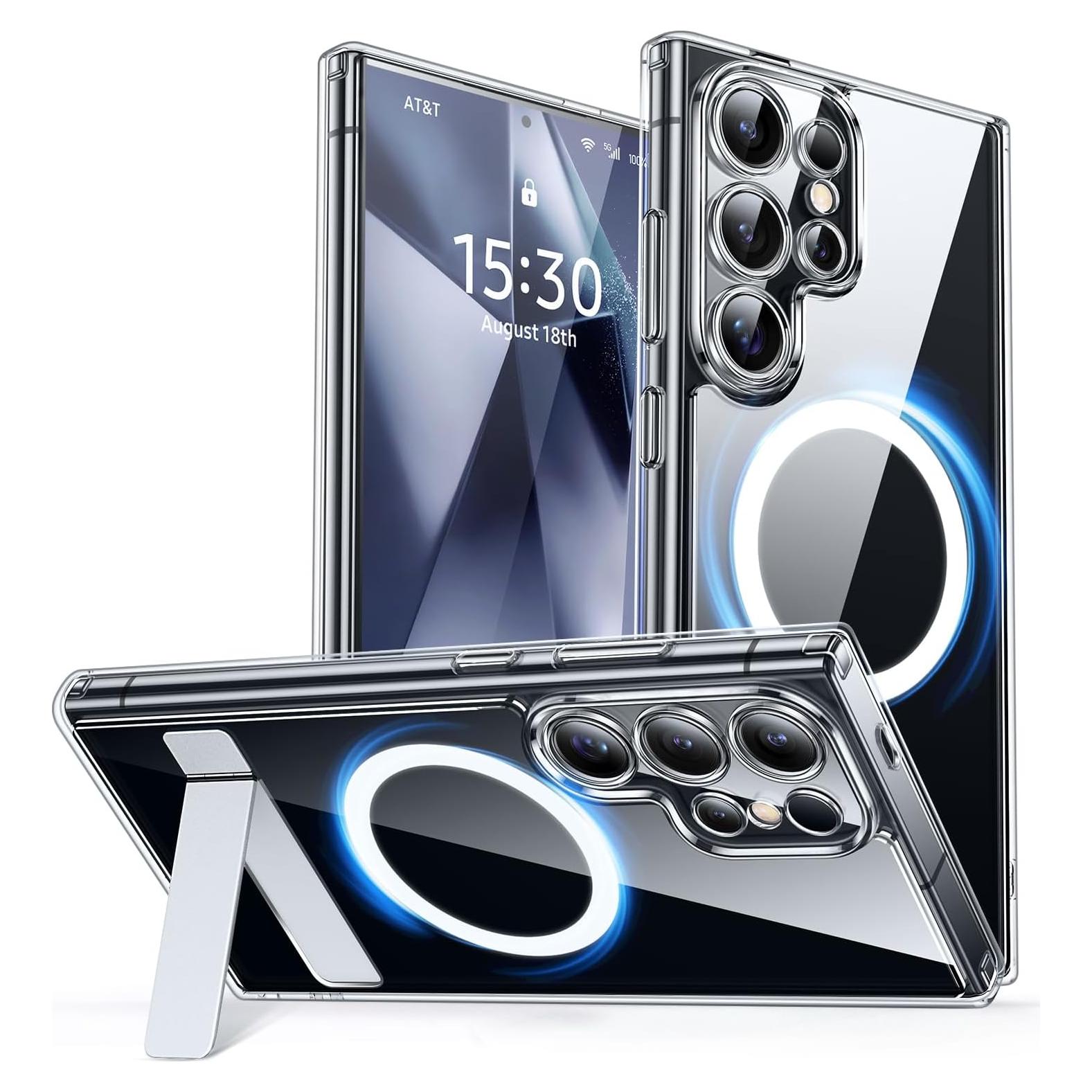 Funda Transparente para Samsung Galaxy S24 Ultra con Soporte Ajustable y MagSafe