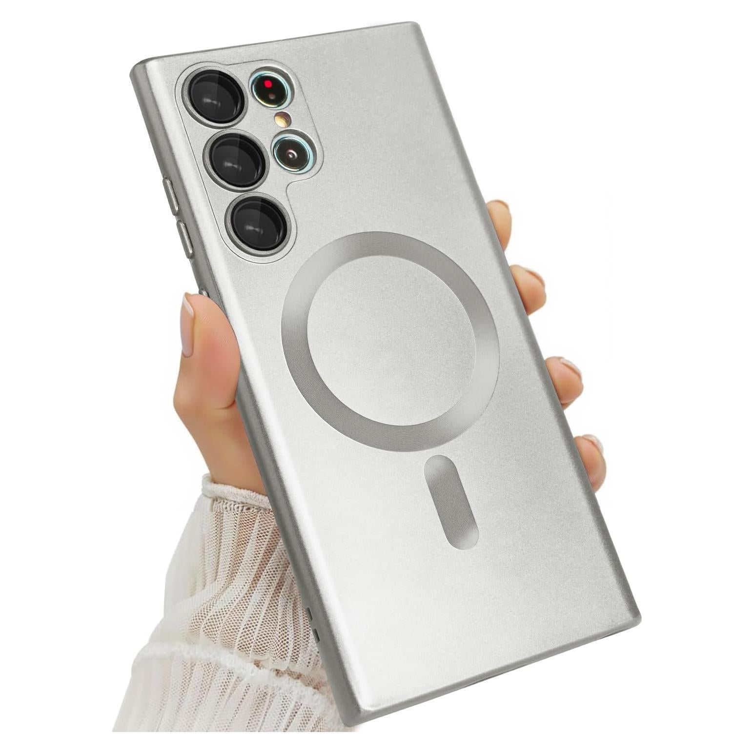 Funda Magnética para Samsung Galaxy S22 Ultra Plata Antichoque