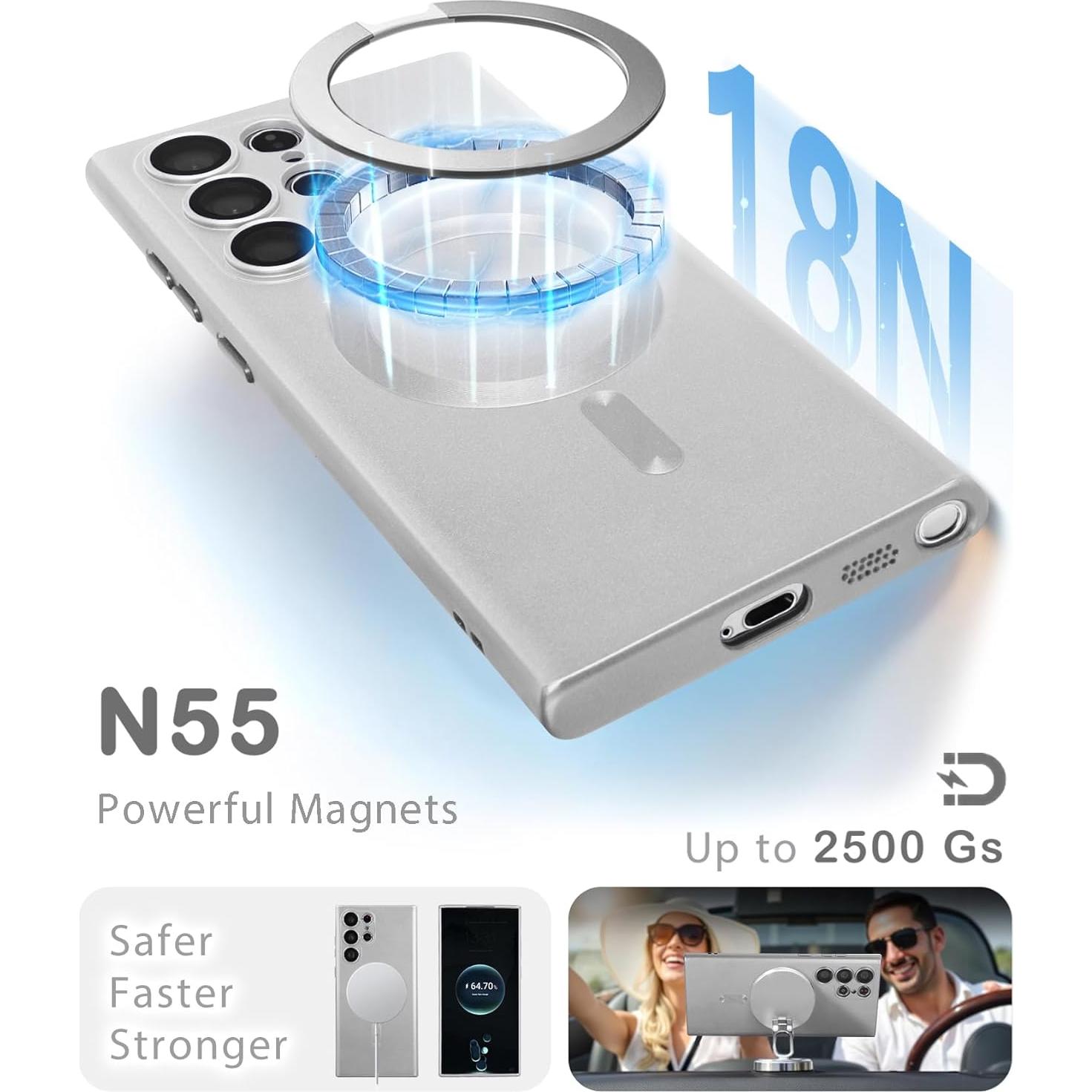 Funda Magnética para Samsung Galaxy S22 Ultra Plata Antichoque