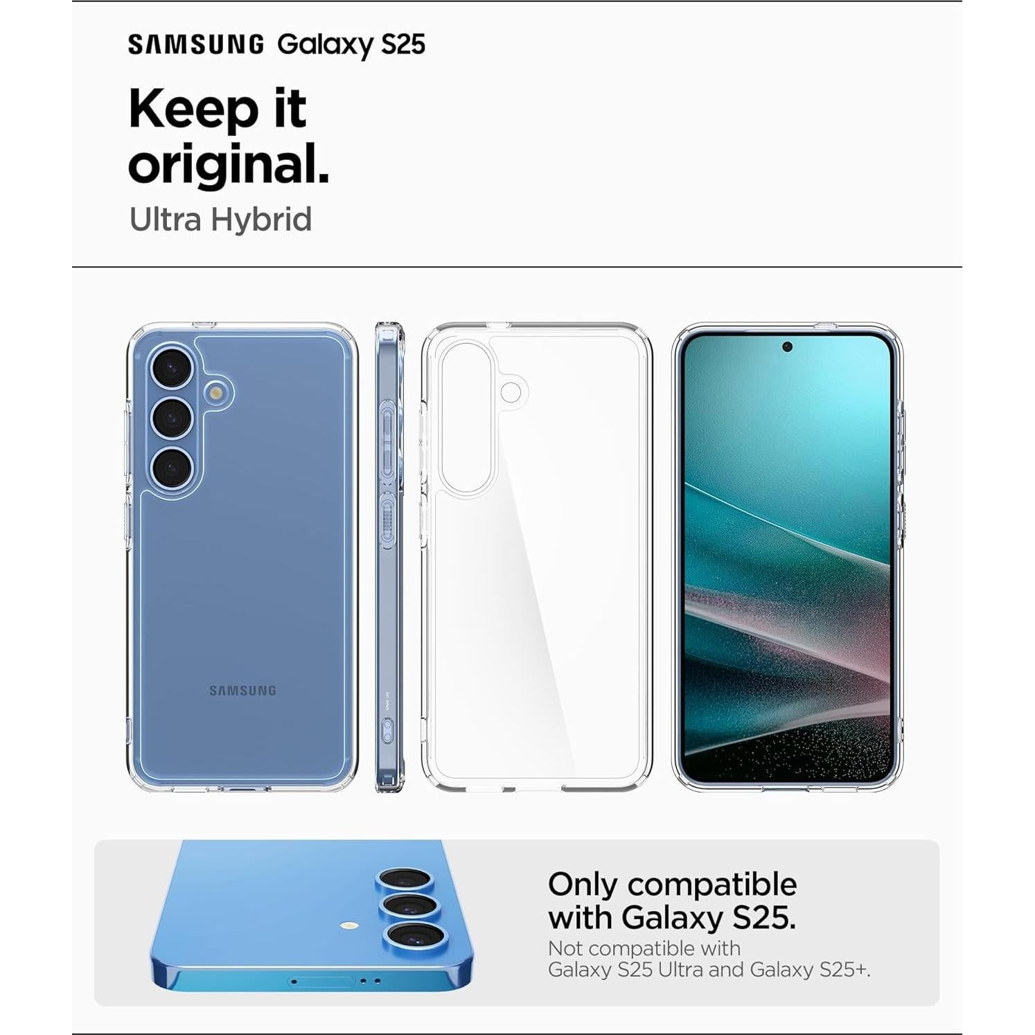 Funda Ultra Híbrida Spigen para Galaxy S25 - Transparente, Grado Militar