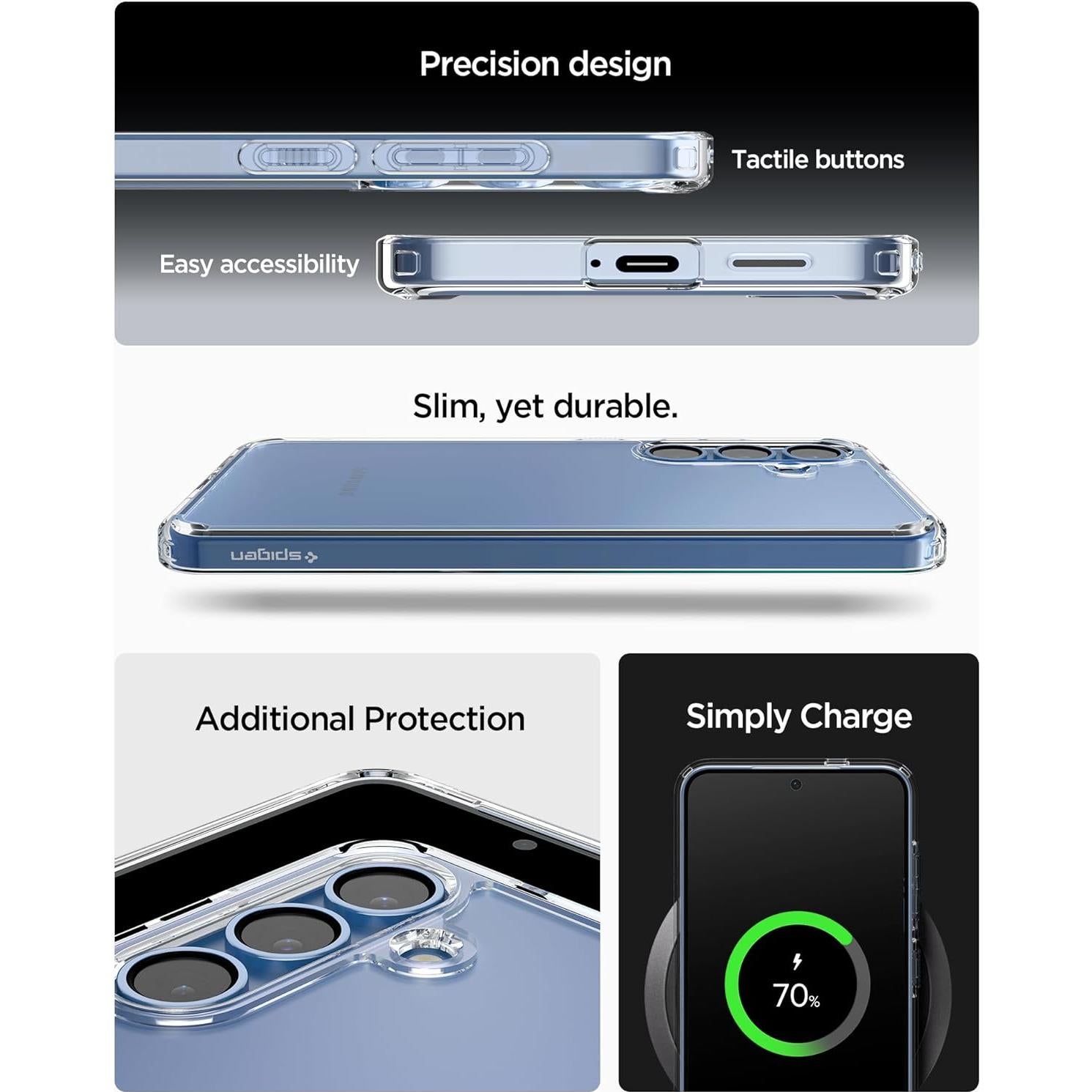 Funda Ultra Híbrida Spigen para Galaxy S25 - Transparente, Grado Militar