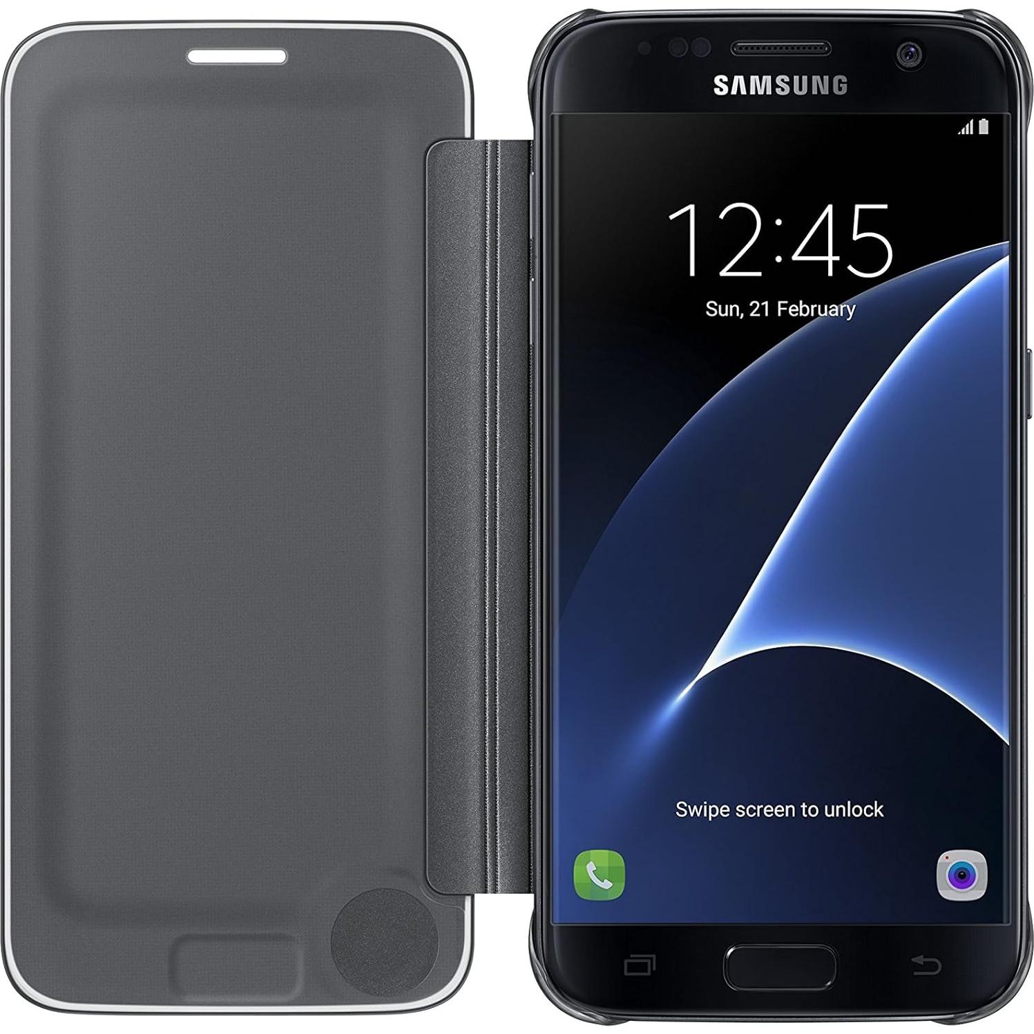 Funda Flip Samsung Galaxy S7 S-View Clear Negra