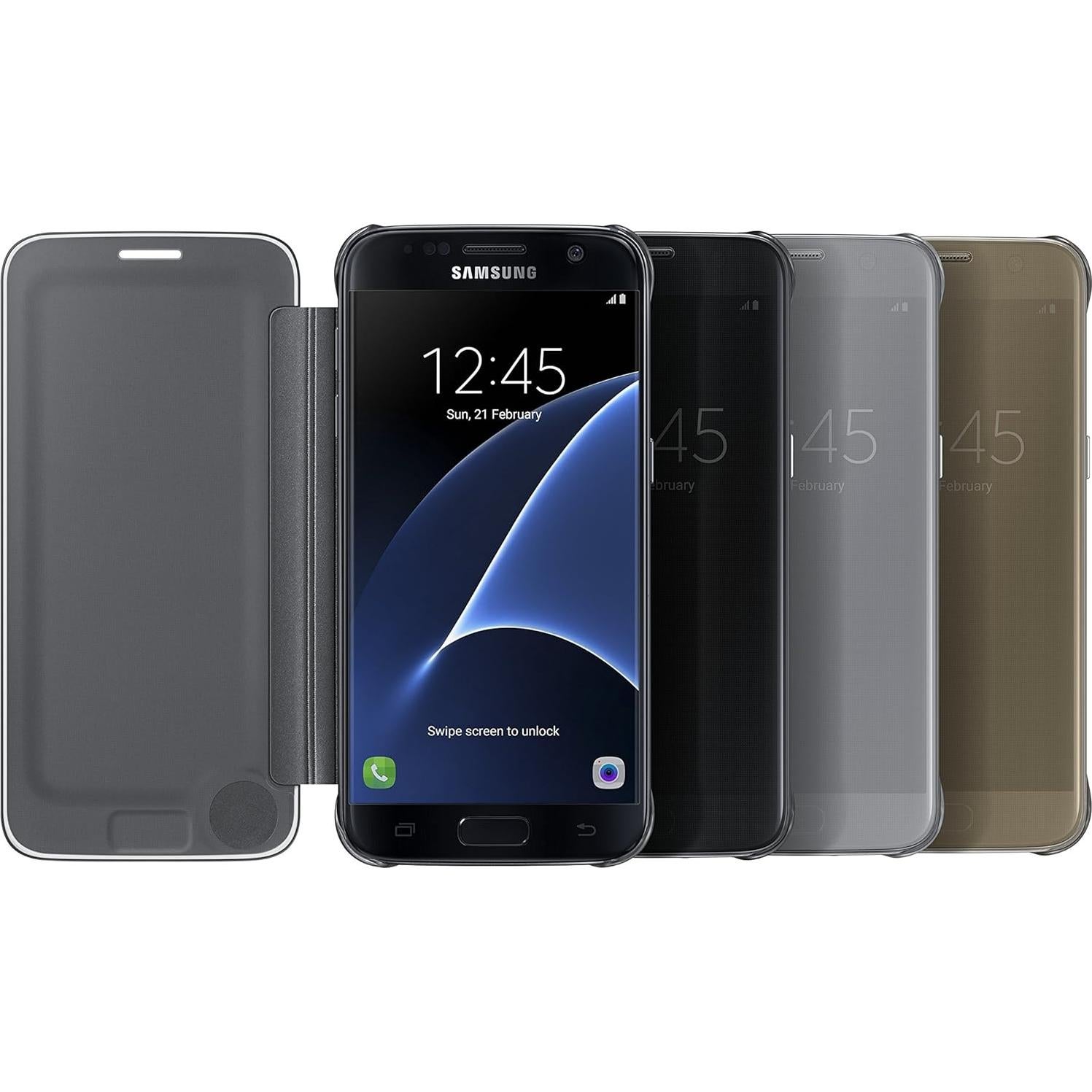 Funda Flip Samsung Galaxy S7 S-View Clear Negra