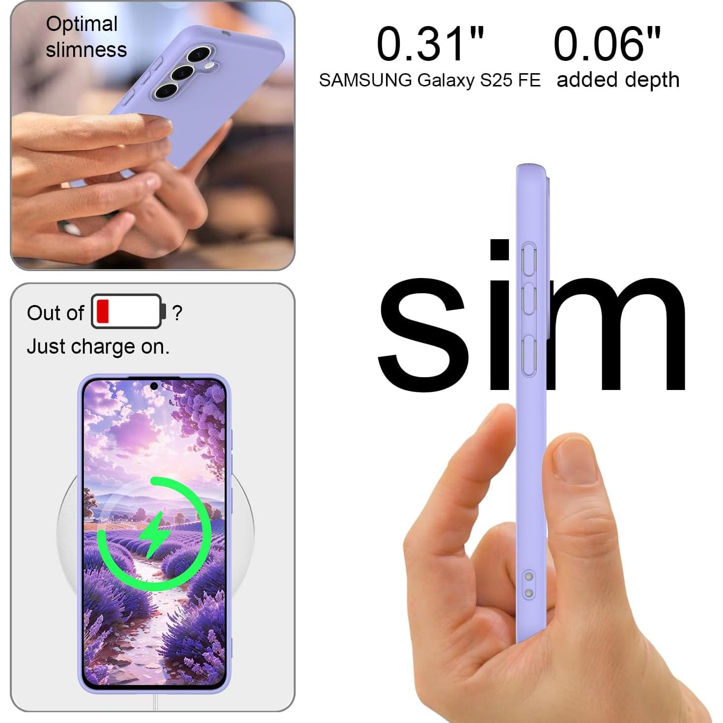 Funda de silicona Taneny para Samsung Galaxy S25 FE - Púrpura