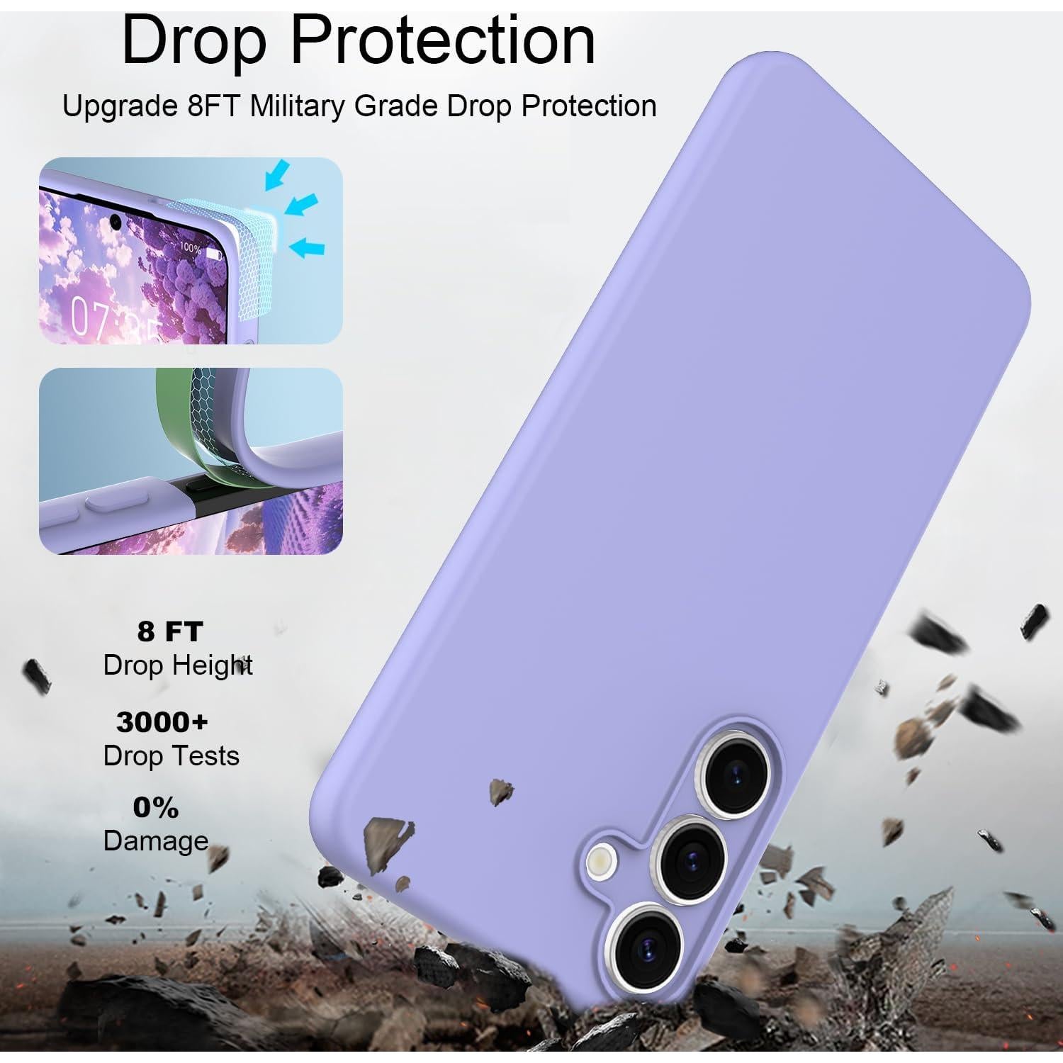 Funda de silicona Taneny para Samsung Galaxy S25 FE - Púrpura