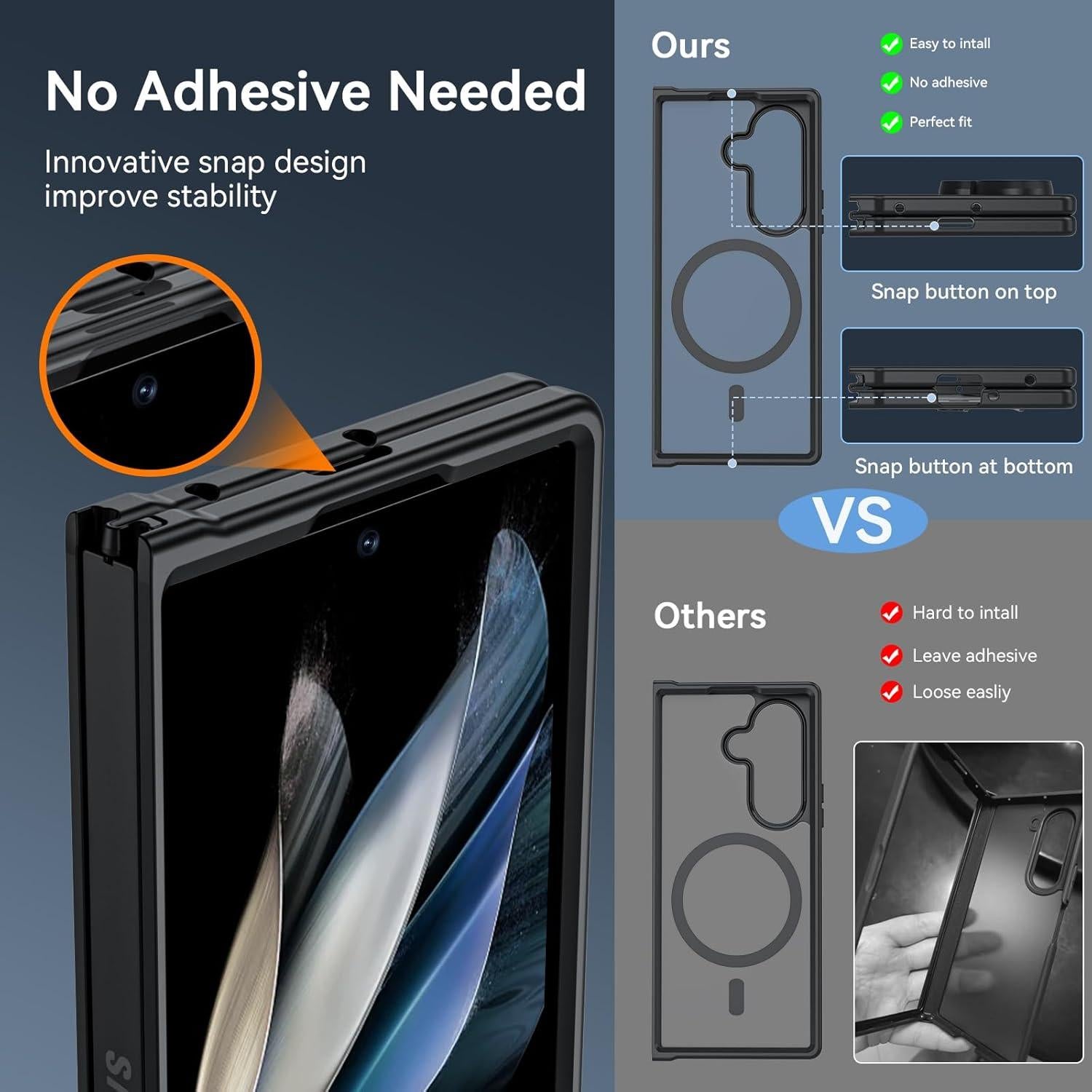 Funda Magnética Hensinple para Samsung Galaxy Z Fold 7 Negra