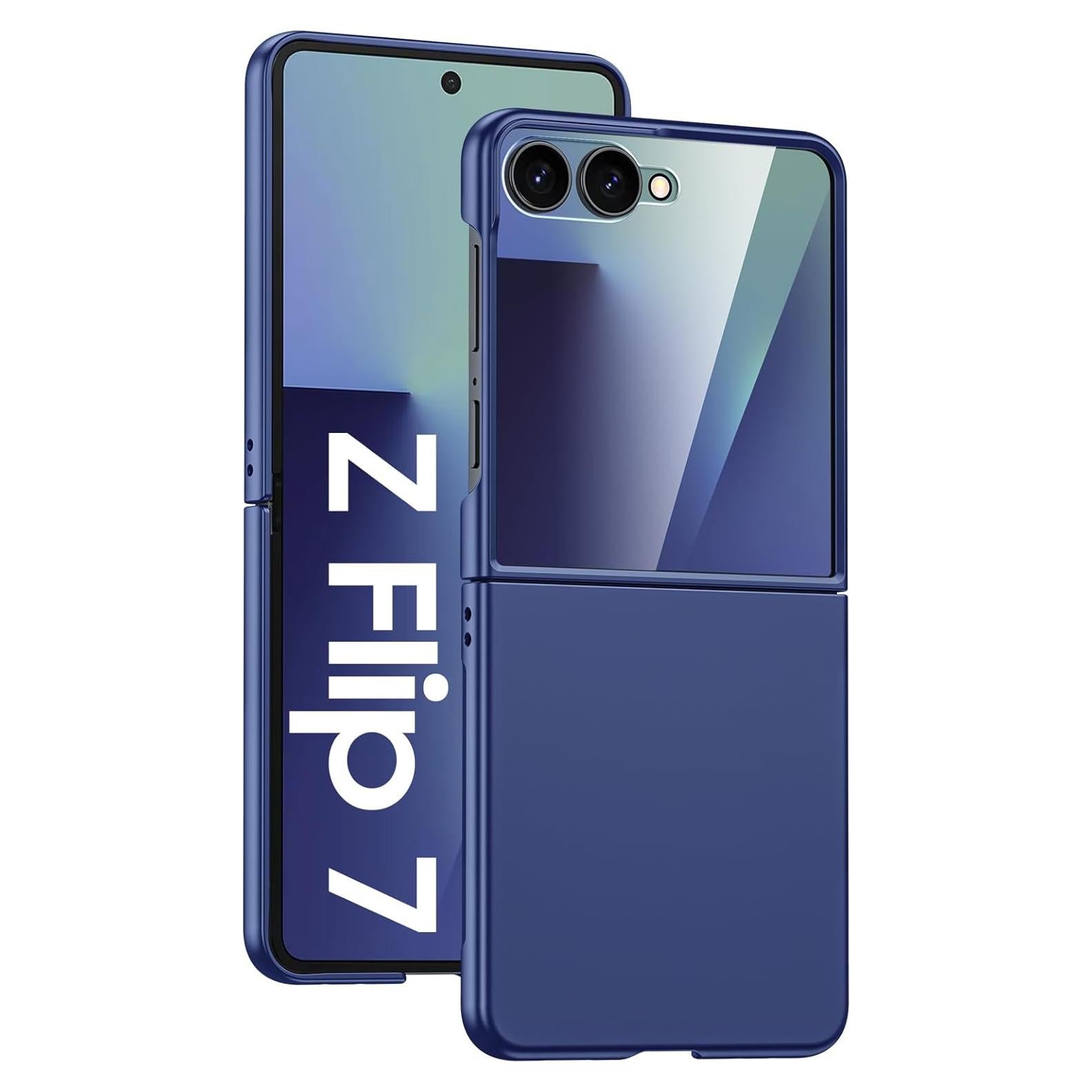 for Samsung Galaxy Z Flip 7 Case with Screen Protection,Z Flip 7 Slim HD Clearly Case Ultra-Thin Anti-Scratch Shockproof Phone Case(Blue)