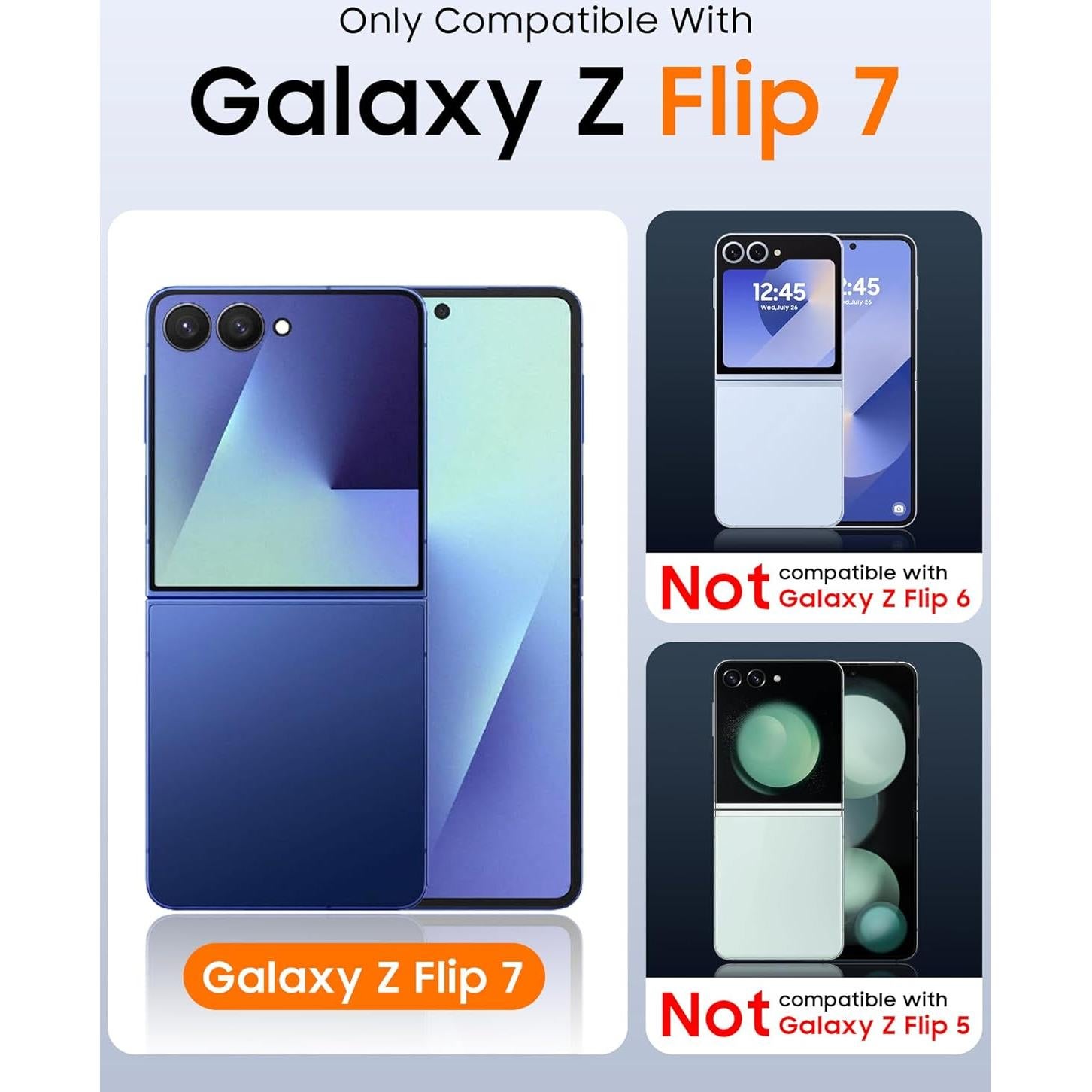 for Samsung Galaxy Z Flip 7 Case with Screen Protection,Z Flip 7 Slim HD Clearly Case Ultra-Thin Anti-Scratch Shockproof Phone Case(Blue)