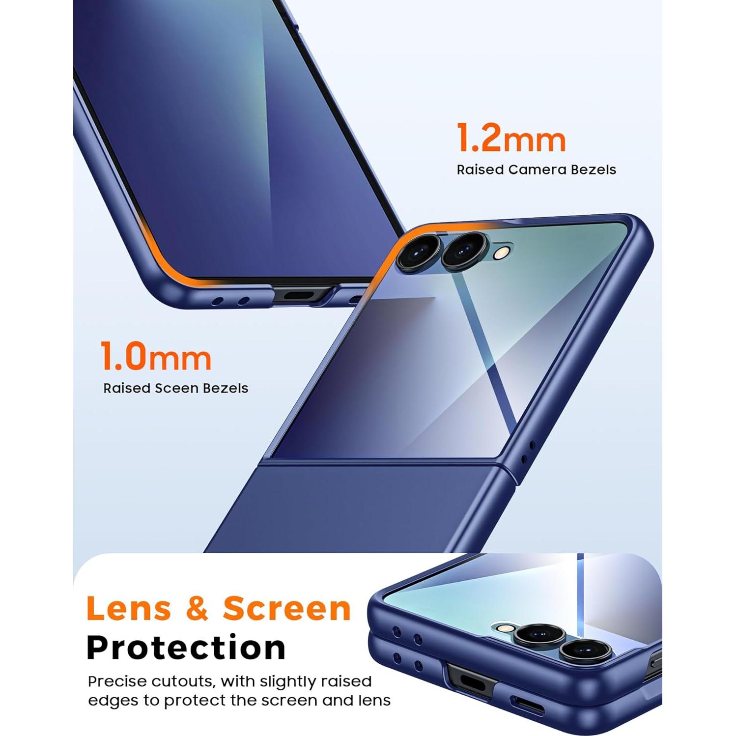 for Samsung Galaxy Z Flip 7 Case with Screen Protection,Z Flip 7 Slim HD Clearly Case Ultra-Thin Anti-Scratch Shockproof Phone Case(Blue)