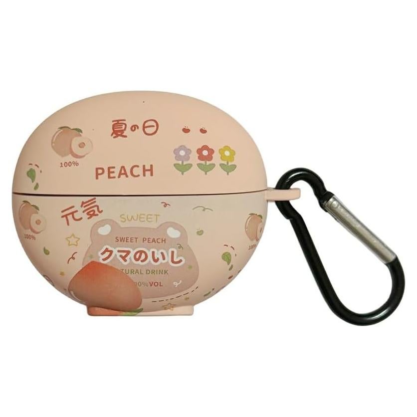 Estuche de Silicona Huawei Freeclip Durazno Kawaii con Gancho