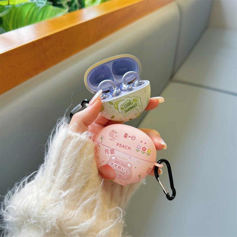 Estuche de Silicona Huawei Freeclip Durazno Kawaii con Gancho