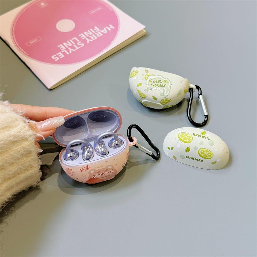 Estuche de Silicona Huawei Freeclip Durazno Kawaii con Gancho