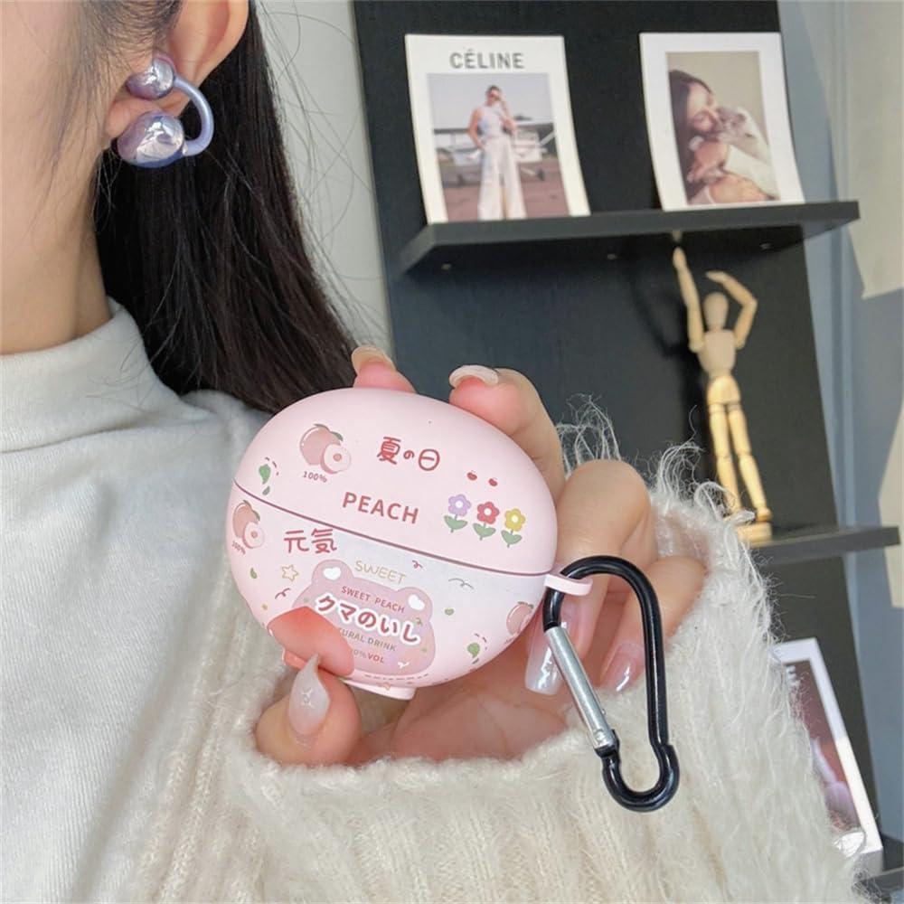 Estuche de Silicona Huawei Freeclip Durazno Kawaii con Gancho