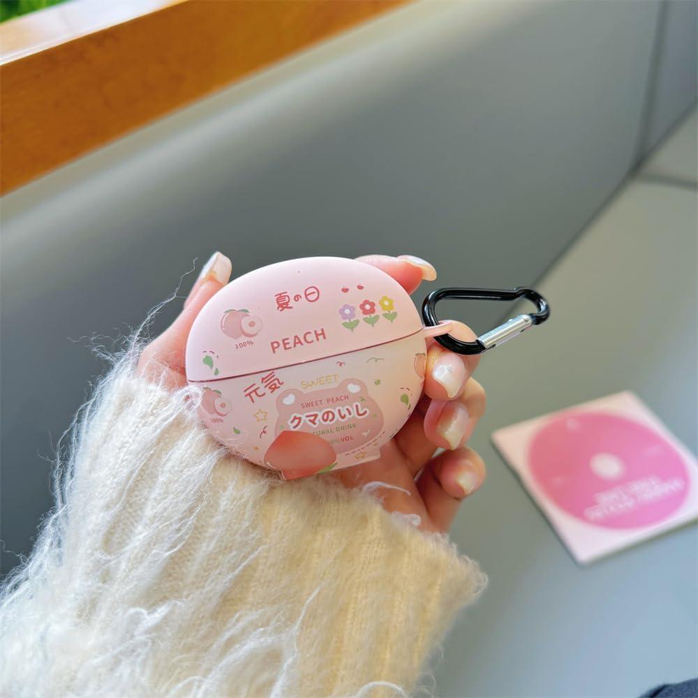 Estuche de Silicona Huawei Freeclip Durazno Kawaii con Gancho