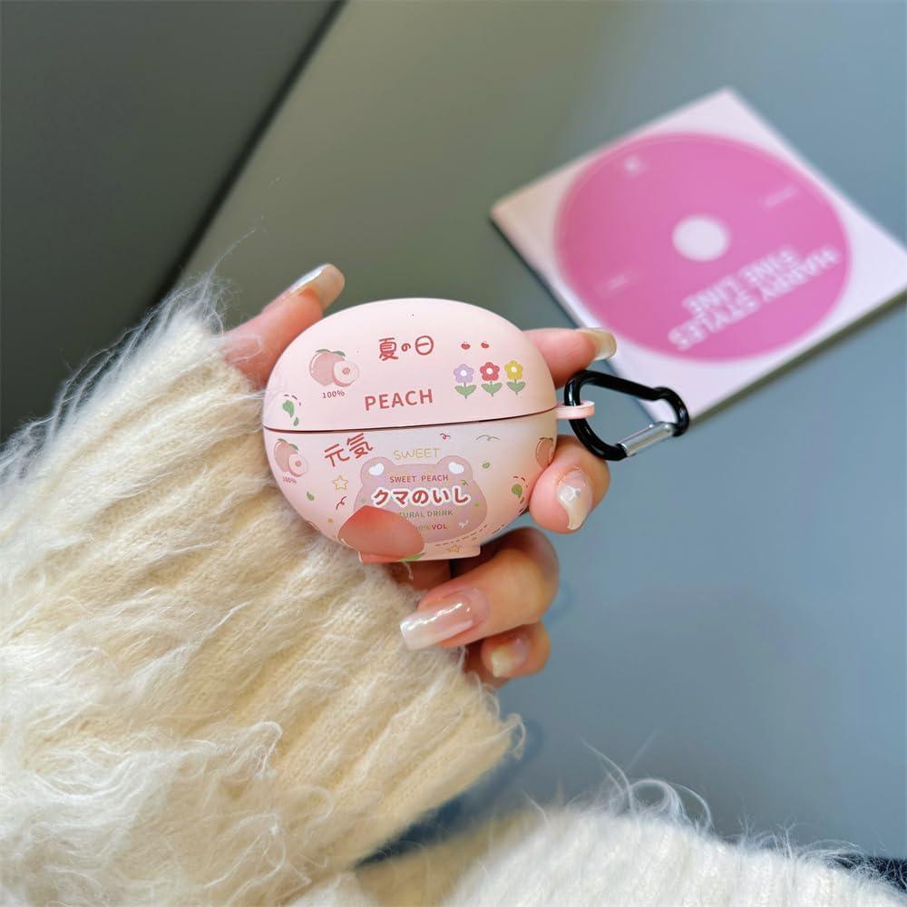 Estuche de Silicona Huawei Freeclip Durazno Kawaii con Gancho