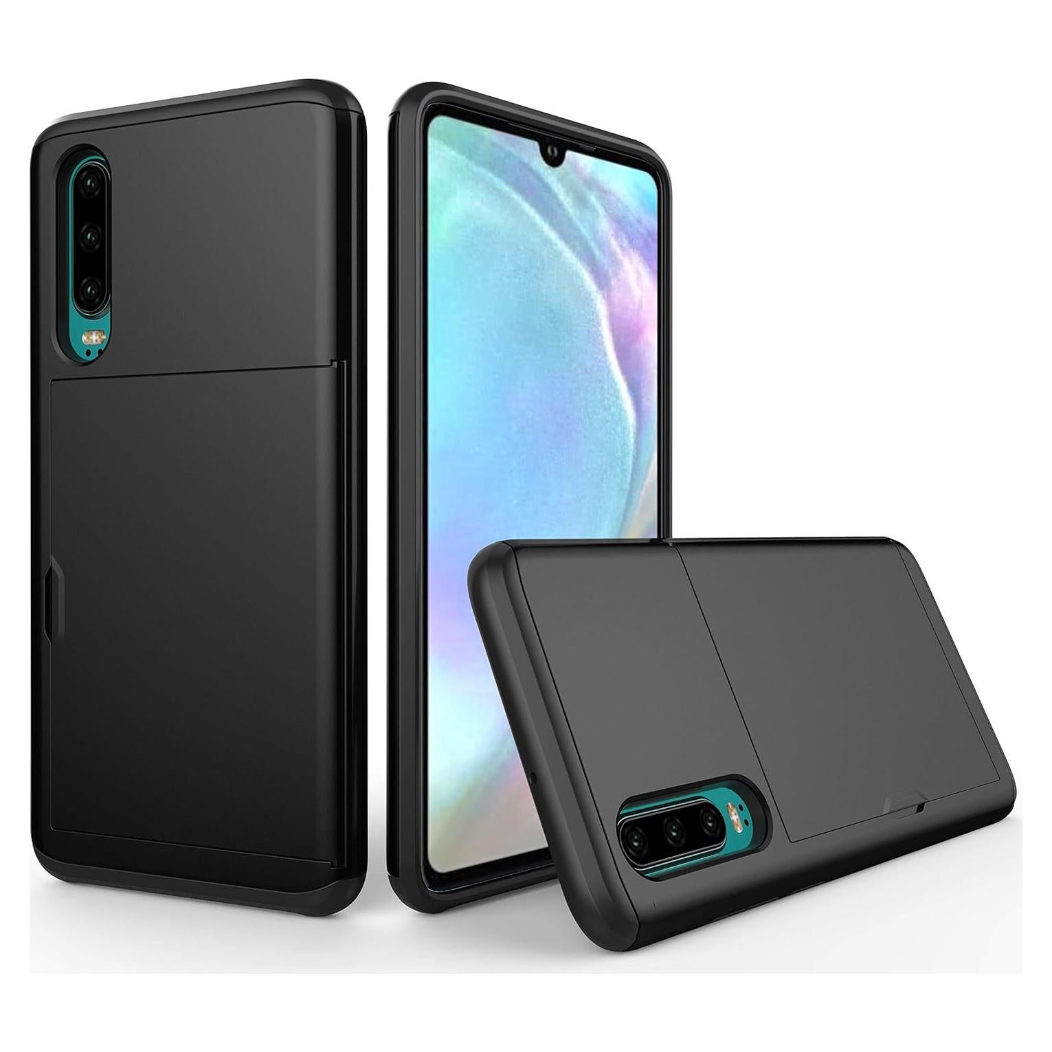 Funda de Cartera para Huawei P30 con Soporte para Tarjetas Negra