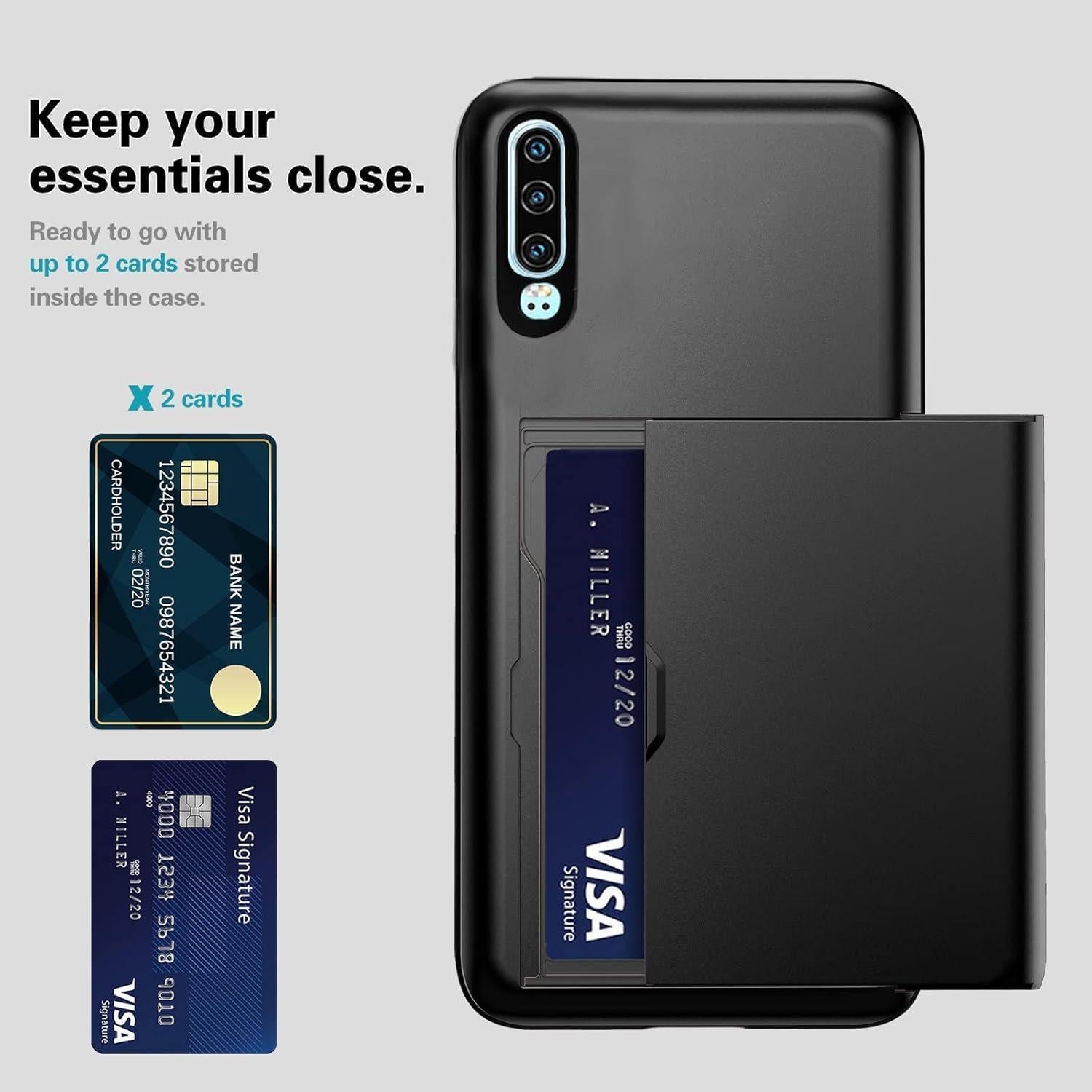 Funda de Cartera para Huawei P30 con Soporte para Tarjetas Negra