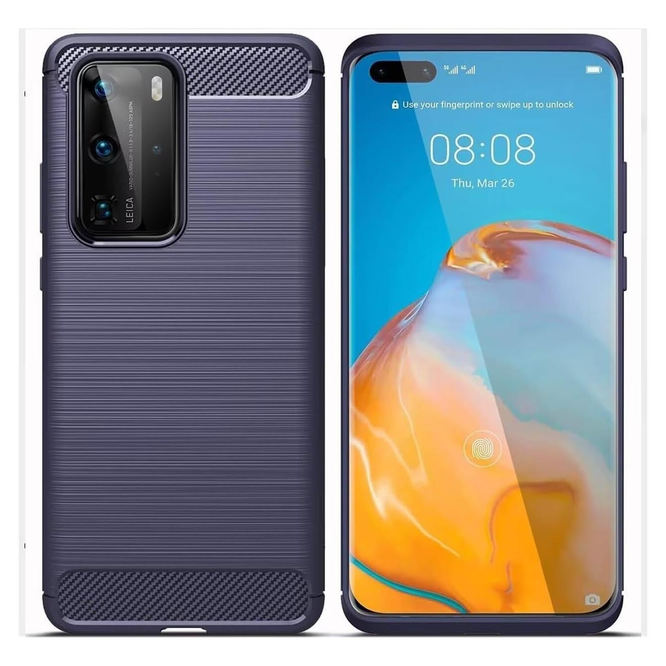 Funda Huawei P40 TPU Fibra de Carbono Azul Marino 6.1"