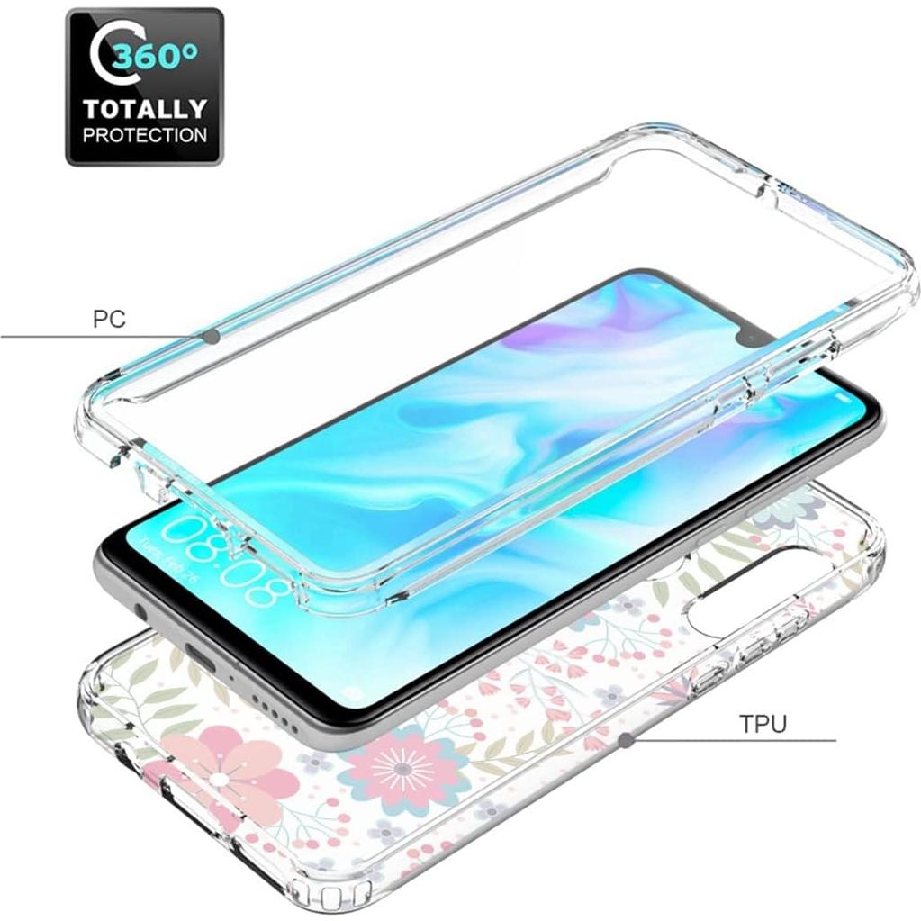 Funda Protectora Floral para Huawei P30 Lite con Protector de Pantalla