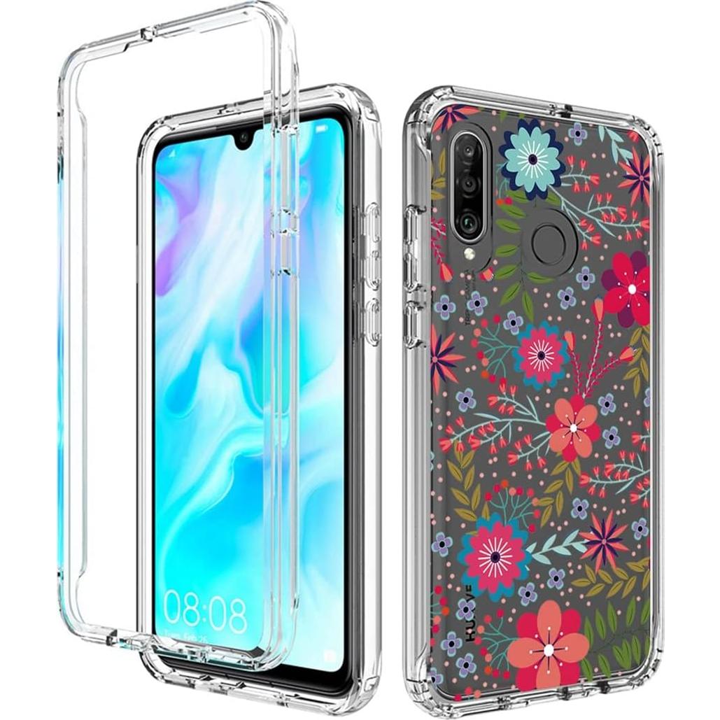 Funda Protectora Floral para Huawei P30 Lite con Protector de Pantalla