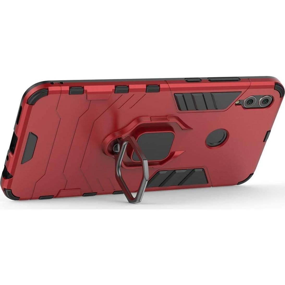 Funda Dura Honor 8X LuluMain con Soporte Magnético Rojo