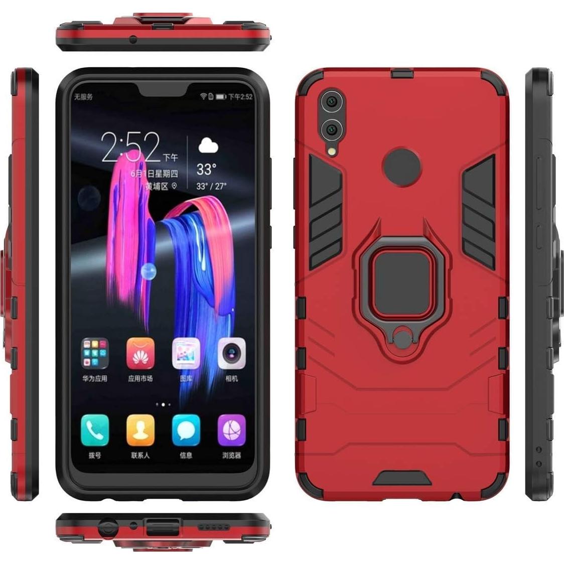Funda Dura Honor 8X LuluMain con Soporte Magnético Rojo