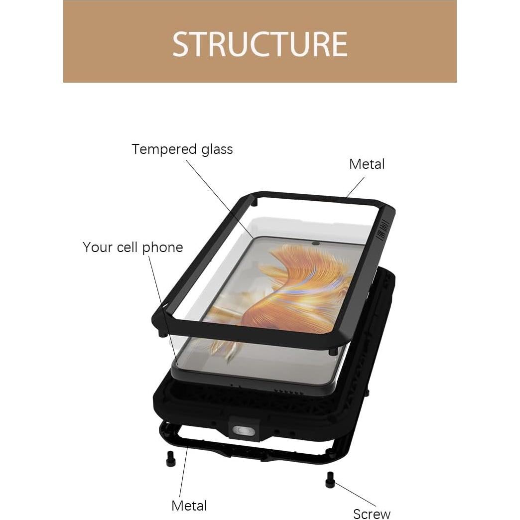 Funda Rugged Huawei Mate 50 Pro 2022 - Metal y Silicona Negra