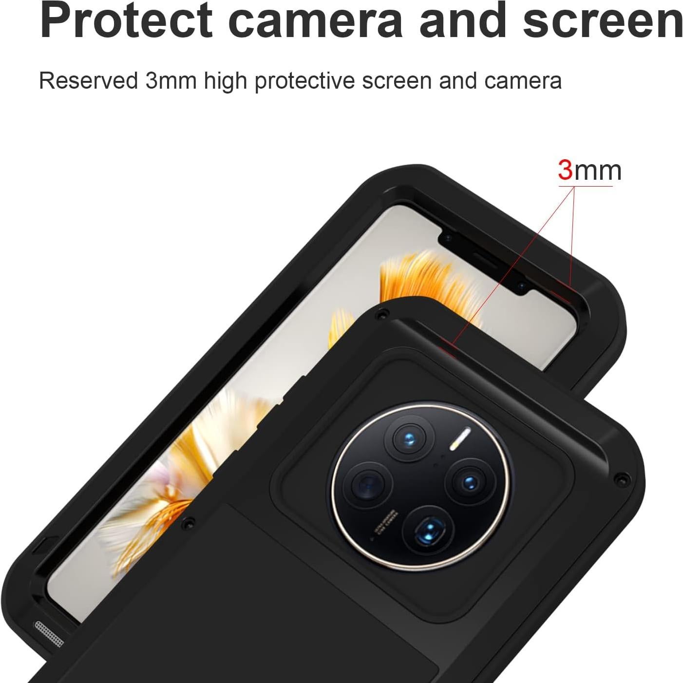 Funda Rugged Huawei Mate 50 Pro 2022 - Metal y Silicona Negra