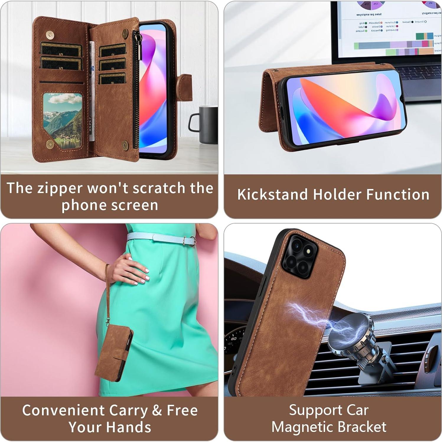 Funda Asuwish para Huawei Honor X6A con Correa y Protector