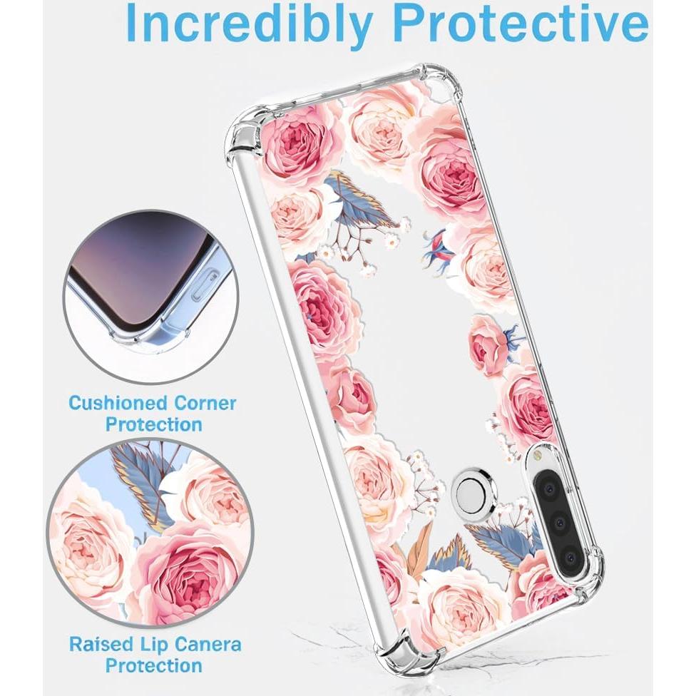 Funda TPU Floral Rosa Huawei Y6P, Protección Antigolpes