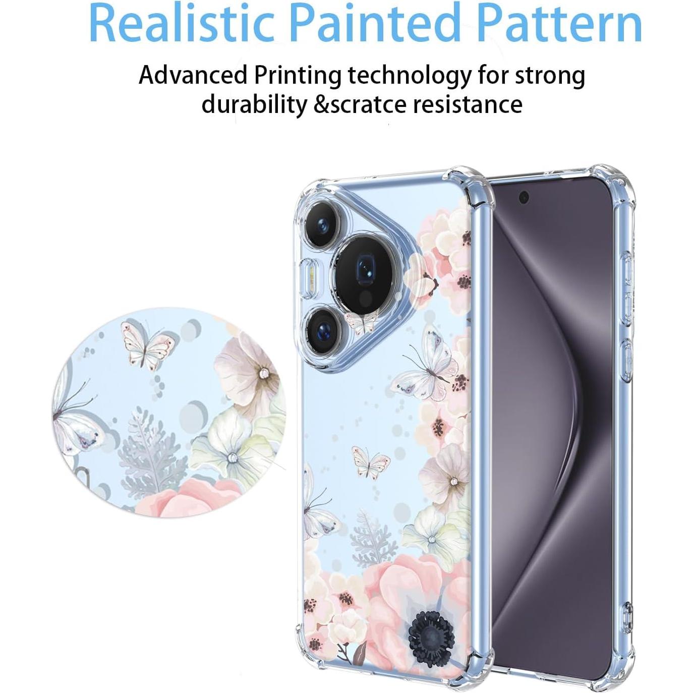 Funda TPU Huawei Pura 70 Pro Flores y Mariposas Transparente